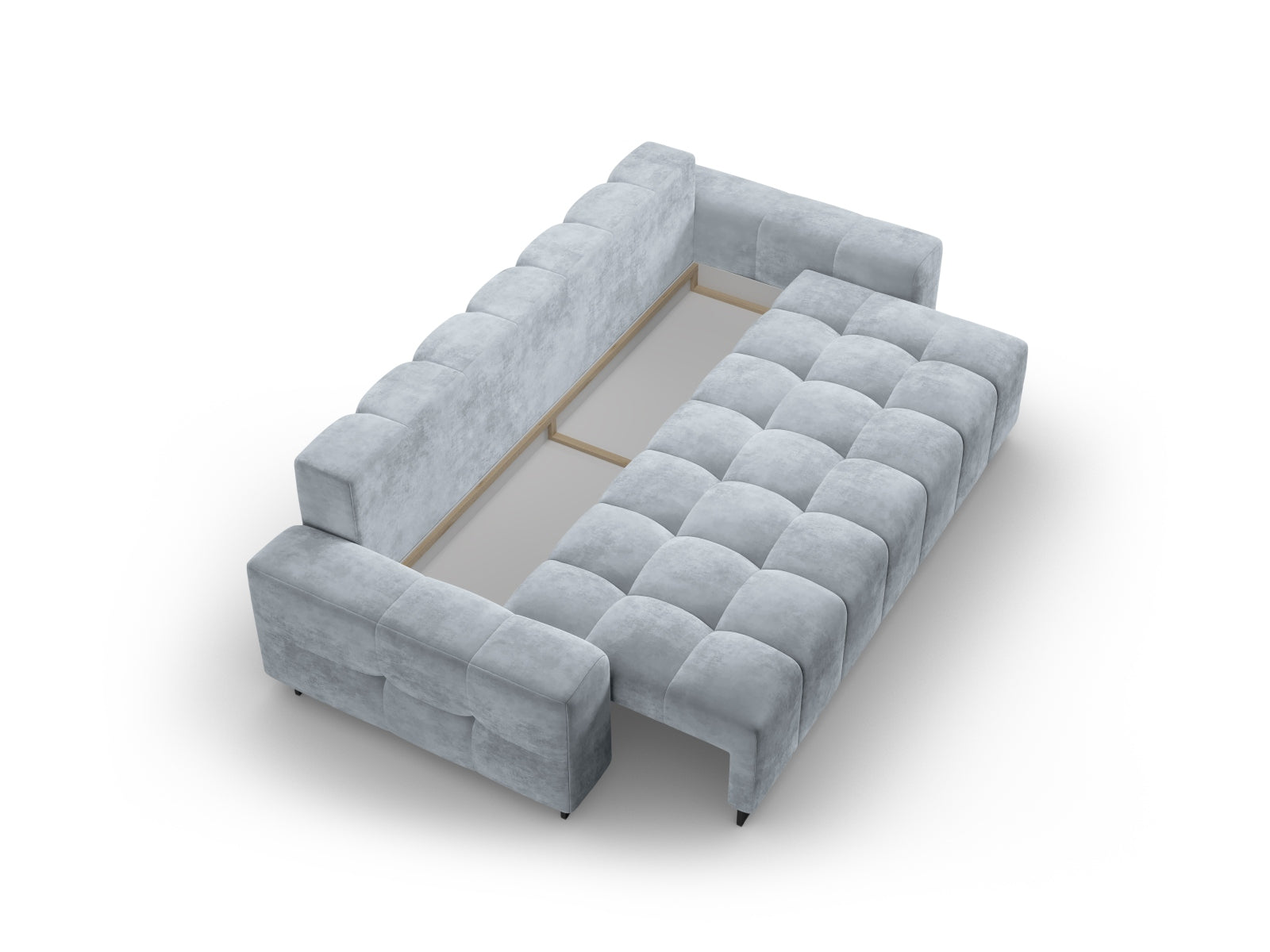 Wicklow Velour Sofa mit Schlaffunktion und Stauraum 3 Sitzer in Light Blue präsentiert im Onlineshop von KAQTU Design AG. Bettsofa ist von Cosmopolitan Design