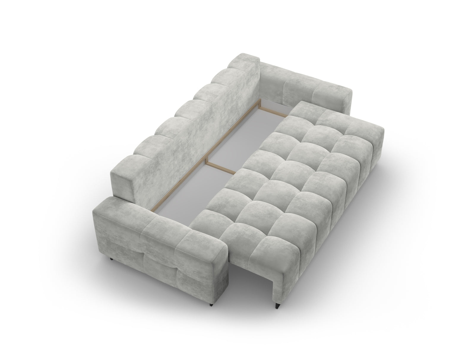 Wicklow Velour Sofa mit Schlaffunktion und Stauraum 3 Sitzer in Light Grey präsentiert im Onlineshop von KAQTU Design AG. Bettsofa ist von Cosmopolitan Design