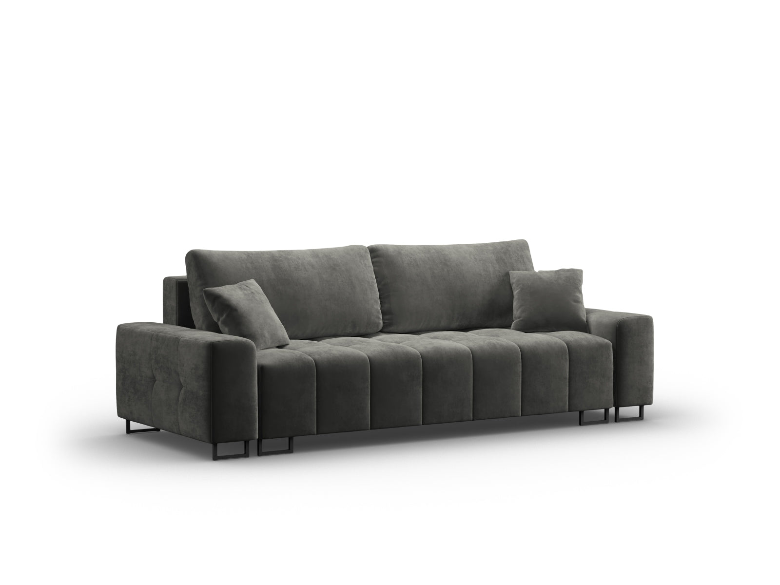 Wicklow Velour Sofa mit Schlaffunktion und Stauraum 3 Sitzer in Grey präsentiert im Onlineshop von KAQTU Design AG. Bettsofa ist von Cosmopolitan Design