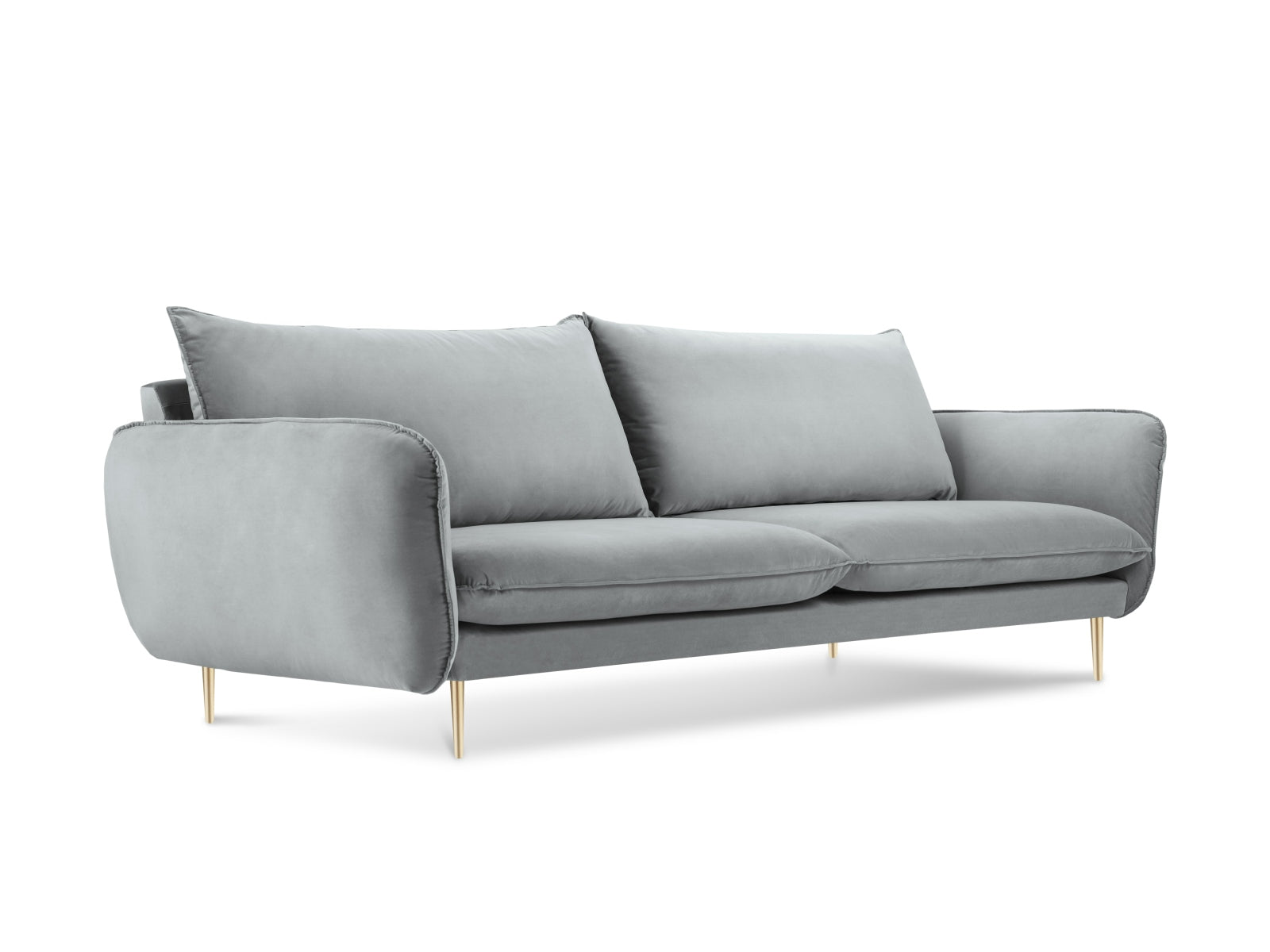 Vienna Velour Sofa 3 Sitzer 92cm in Light Grey/Gold präsentiert im Onlineshop von KAQTU Design AG. 3er Sofa ist von Cosmopolitan Design