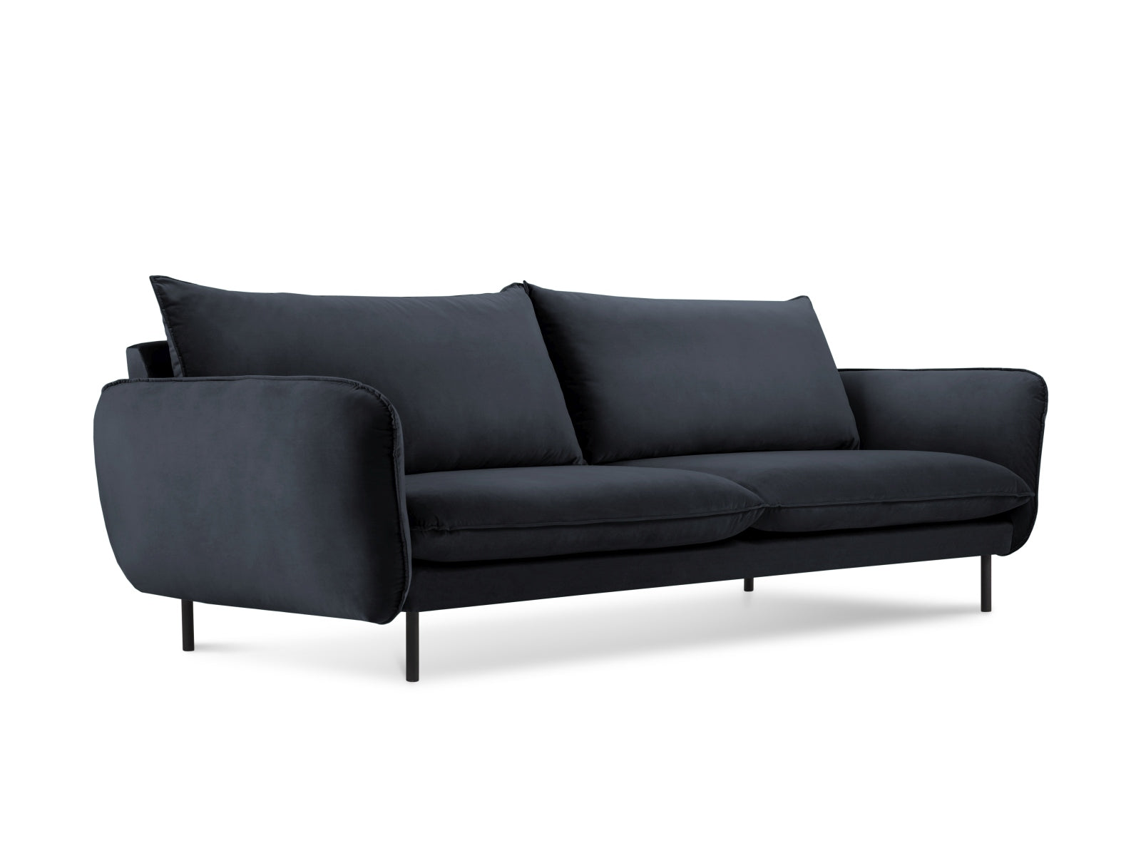 Vienna Velour Sofa 3 Sitzer 92cm in Dark Blue/Schwarz präsentiert im Onlineshop von KAQTU Design AG. 3er Sofa ist von Cosmopolitan Design