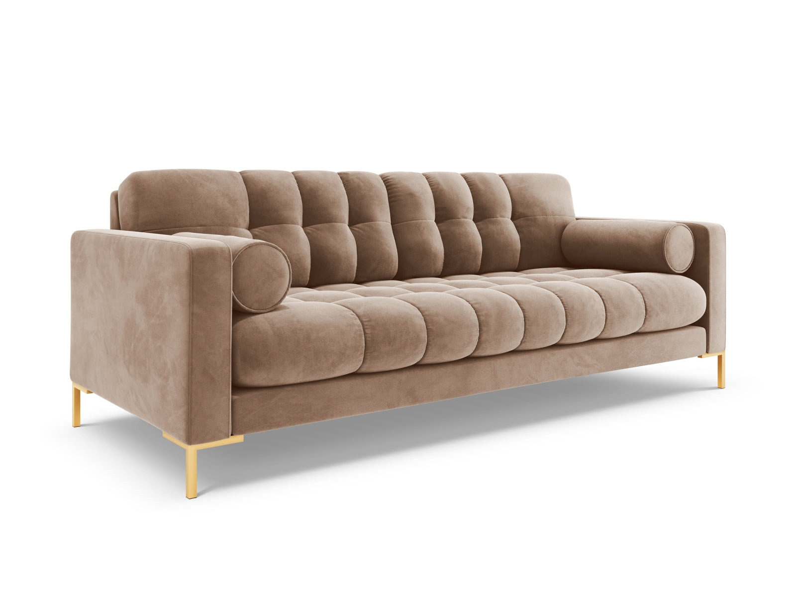 Elegantes 3-Sitzer Sofa Bali in sanftem Beige-Bluvel, ideal für gemütliche Wohnzimmer, entworfen von Cosmopolitan Design.