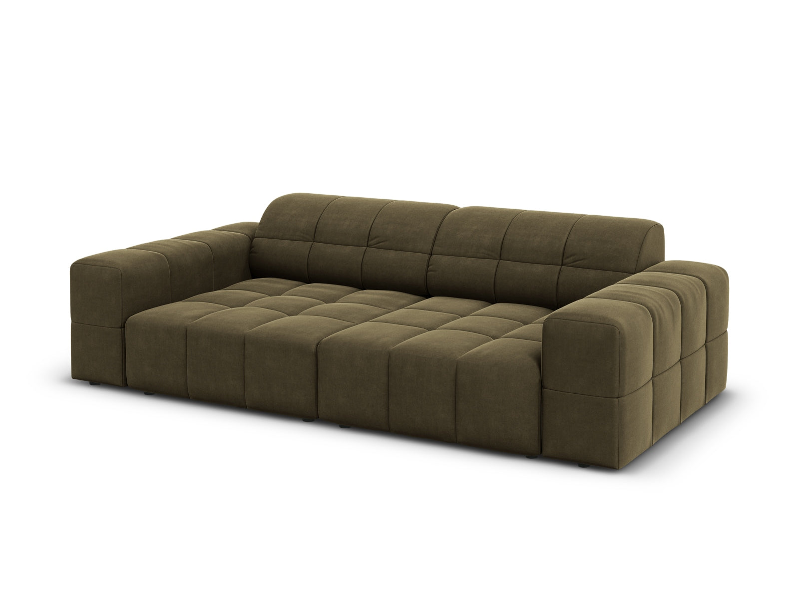 Stilvolles 3-Sitzer Sofa Chicago aus Velours in Green-Bluvel, 102 cm breit, perfekt für moderne Wohnkonzepte und gemütliche Atmosphäre.