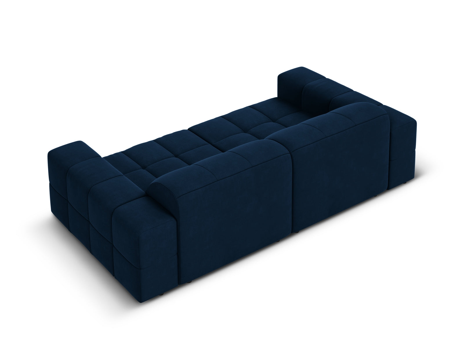 Elegantes 3-Sitzer Sofa in tiefem Royalblau, gefertigt aus hochwertigem Velours, ideal für stilvolle Wohnräume und entspannte Abende.