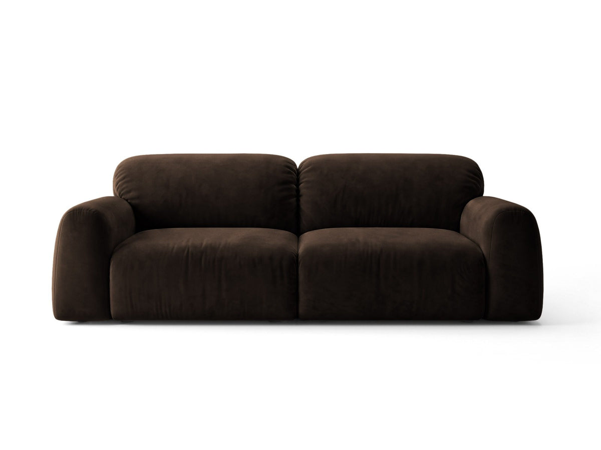 3er Sofa Milan mit Bluvel-Stoffbezug in Samtoptik auf schwarzen Kunststoffbeinen