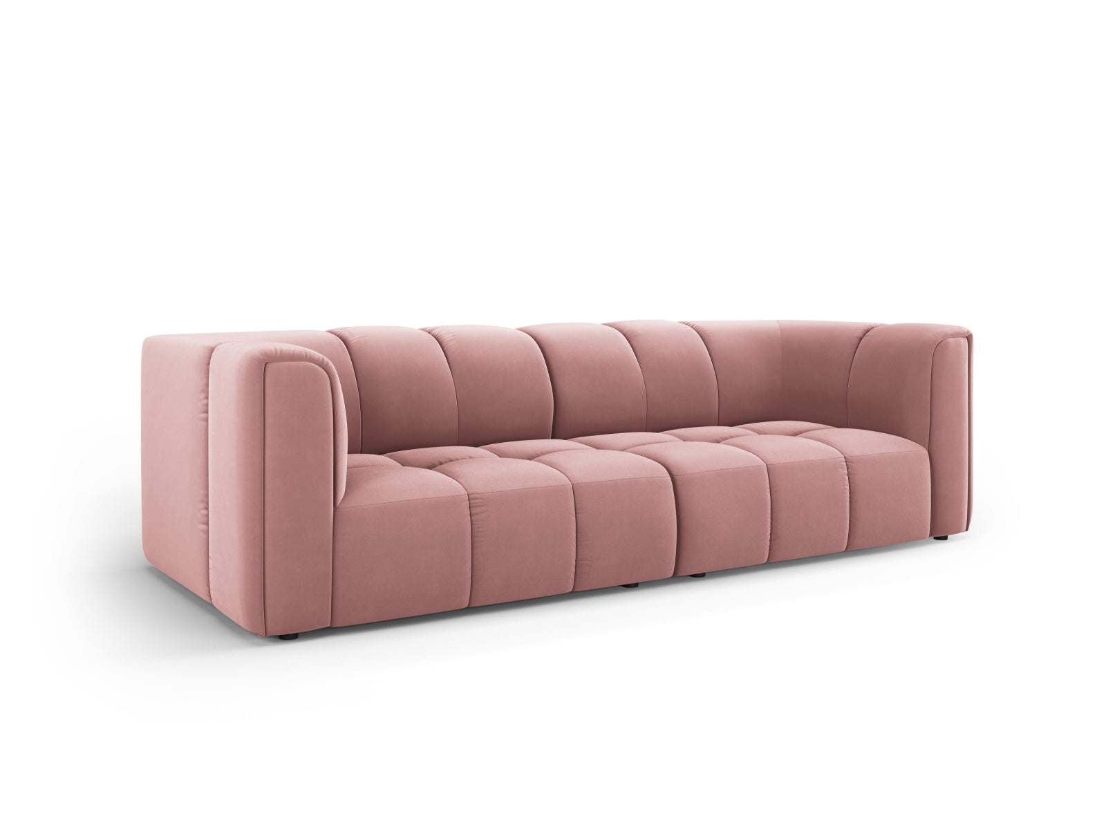 Elegantes 3-Sitzer Sofa Moritz in Pink-Bluvel, ideal für stilvolle Wohnräume, erhältlich bei KAQTU Design AG.