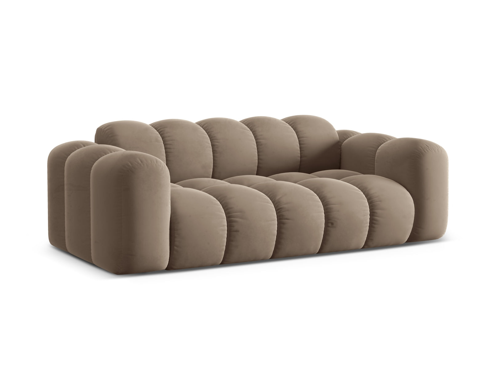 Elegantes 3-Sitzer Sofa Treno in stilvollem Cappuccino-Bluvel, ideal für moderne Wohnräume und gemütliche Abende.
