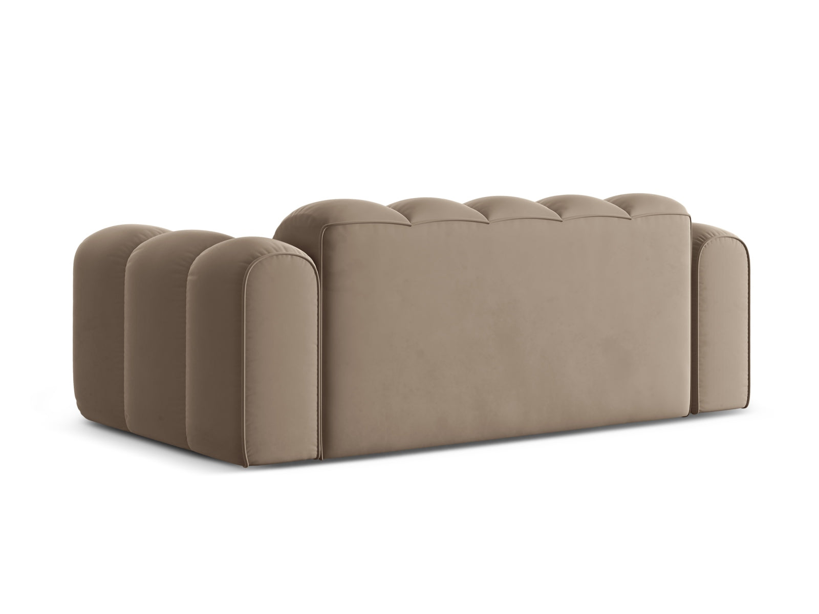 Elegantes 3-Sitzer Sofa Treno in hochwertigem Cappuccino-Bluvel, ideal für gemütliche Abende und stilvolle Einrichtung.