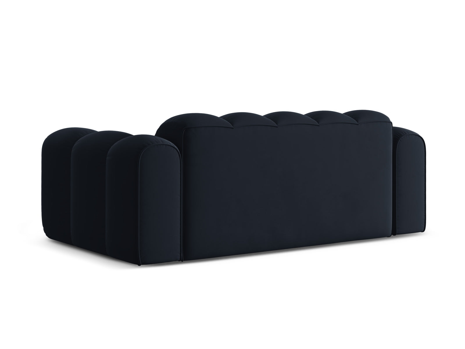 Elegantes 3-Sitzer Sofa Treno in edlem Blau, ideal für moderne Wohnkonzepte, vereint Komfort und zeitgemäßes Design.