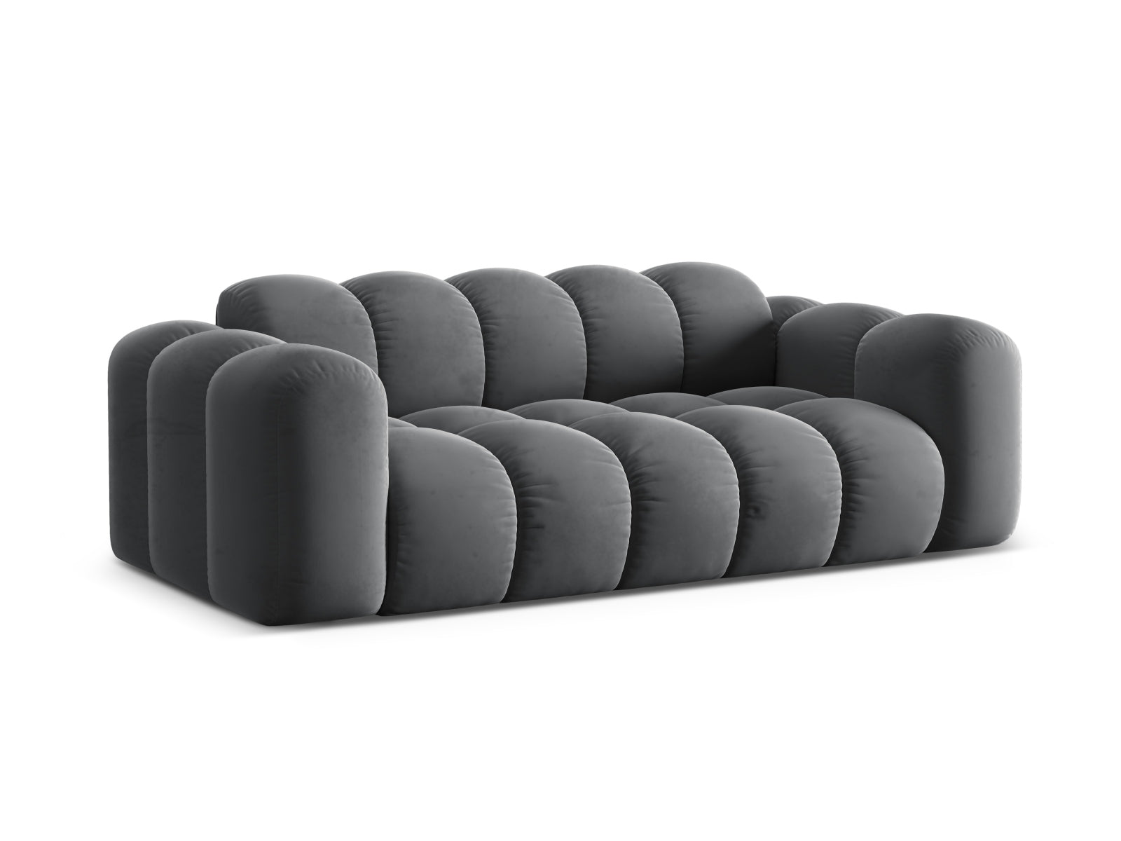 Elegantes 3-Sitzer Sofa Treno in stilvollem Grey-Bluvel, ideal für moderne Wohnräume, erhältlich bei KAQTU Design AG.