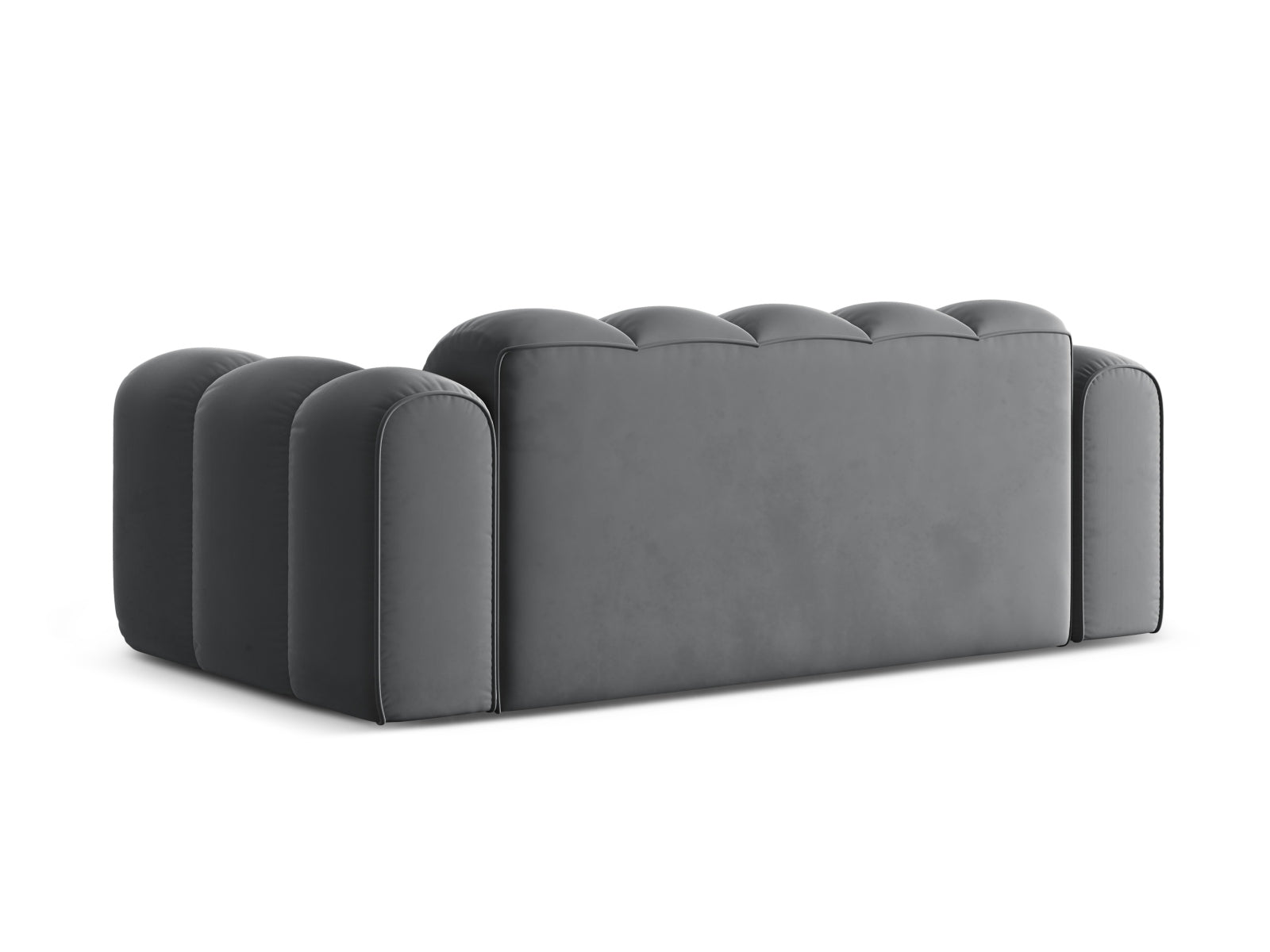 Elegantes 3-Sitzer Sofa Treno in stilvollem Grey-Bluvel, ideal für komfortable Wohnräume und entspannte Stunden.