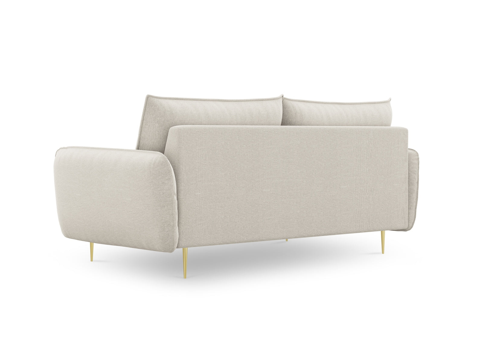 Stilvolles 3-Sitzer Sofa "Vienna" in zartem Beige, verziert mit edlen goldenen Details, perfekt für moderne Wohnkonzepte.