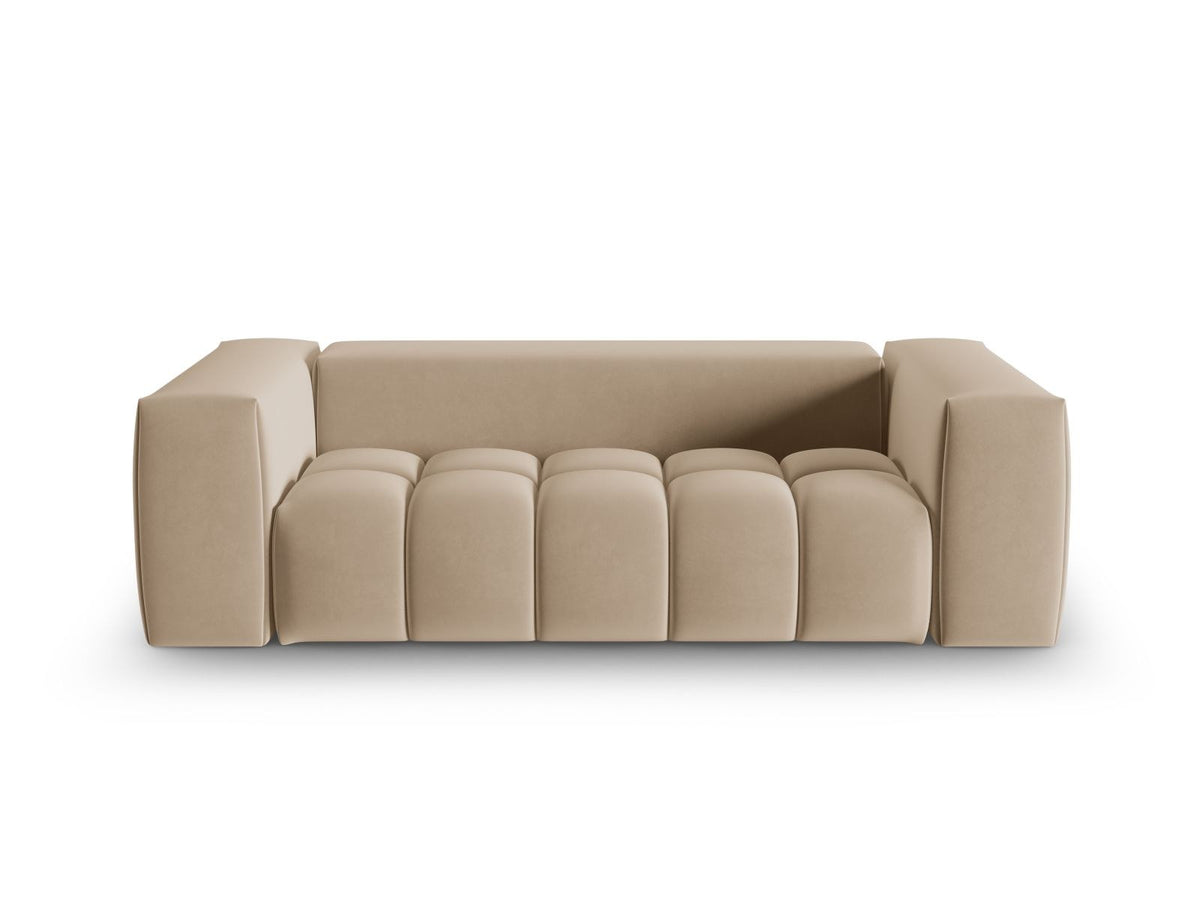 Modulares 3er Sofa Verona in Sand-Casino Samtstoff mit Massivholzrahmen und schwarzen Kunststoffbeinen, Cosmopolitan Design.