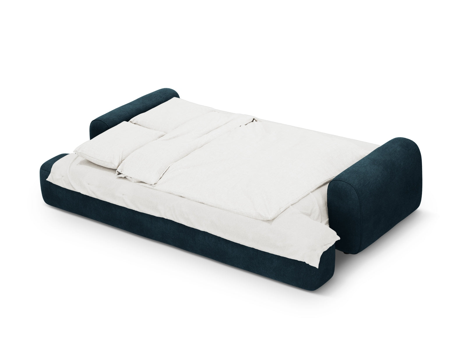 Elegantes 4-Sitzer Sofa Calma in trendigem Petrol, ideal für gemütliche Abende, bietet praktische Schlaffunktion und Stauraum.