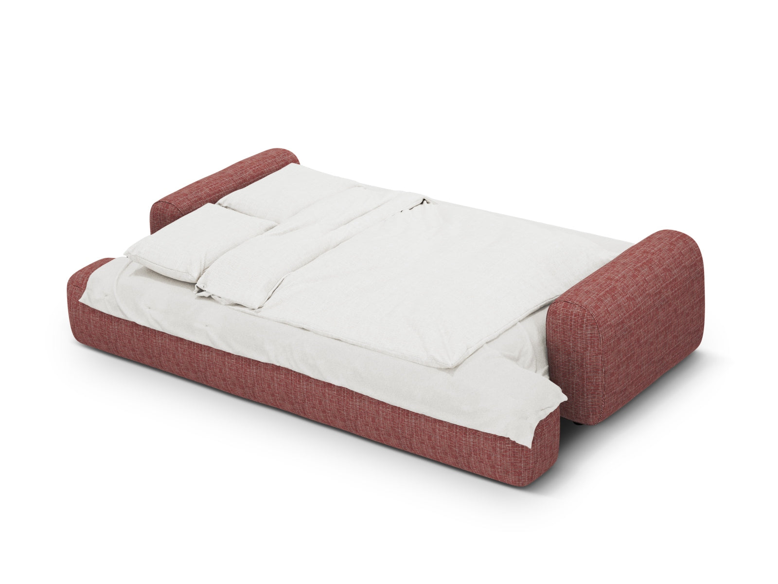 Modernes 4-Sitzer Sofa Calma in Red-Baltimore, ideal für Gästeübernachtungen und mit cleverem Stauraum für mehr Ordnung.