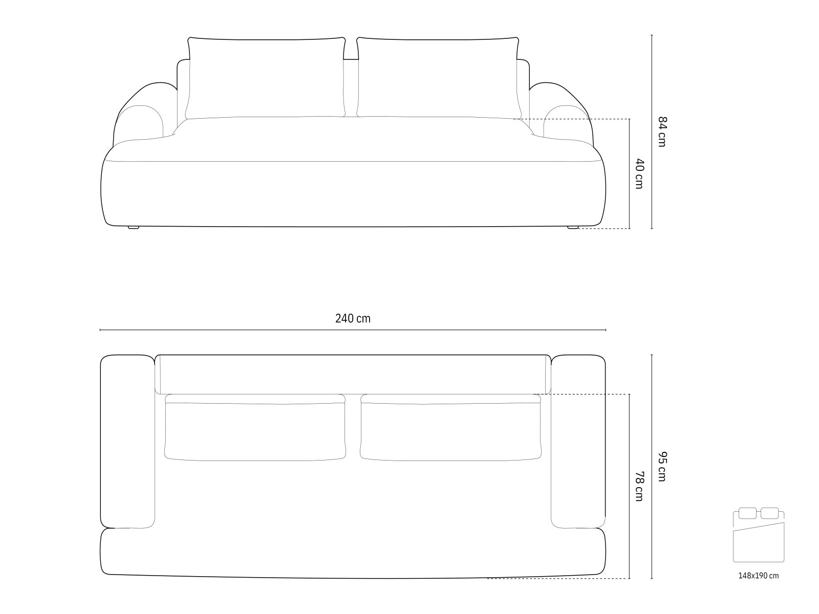Modernes 4-Sitzer Sofa Calma in stilvollem Warm Grey-Baltimore, perfekt für gemütliche Abende und als Schlafgelegenheit mit zusätzlichem Stauraum.