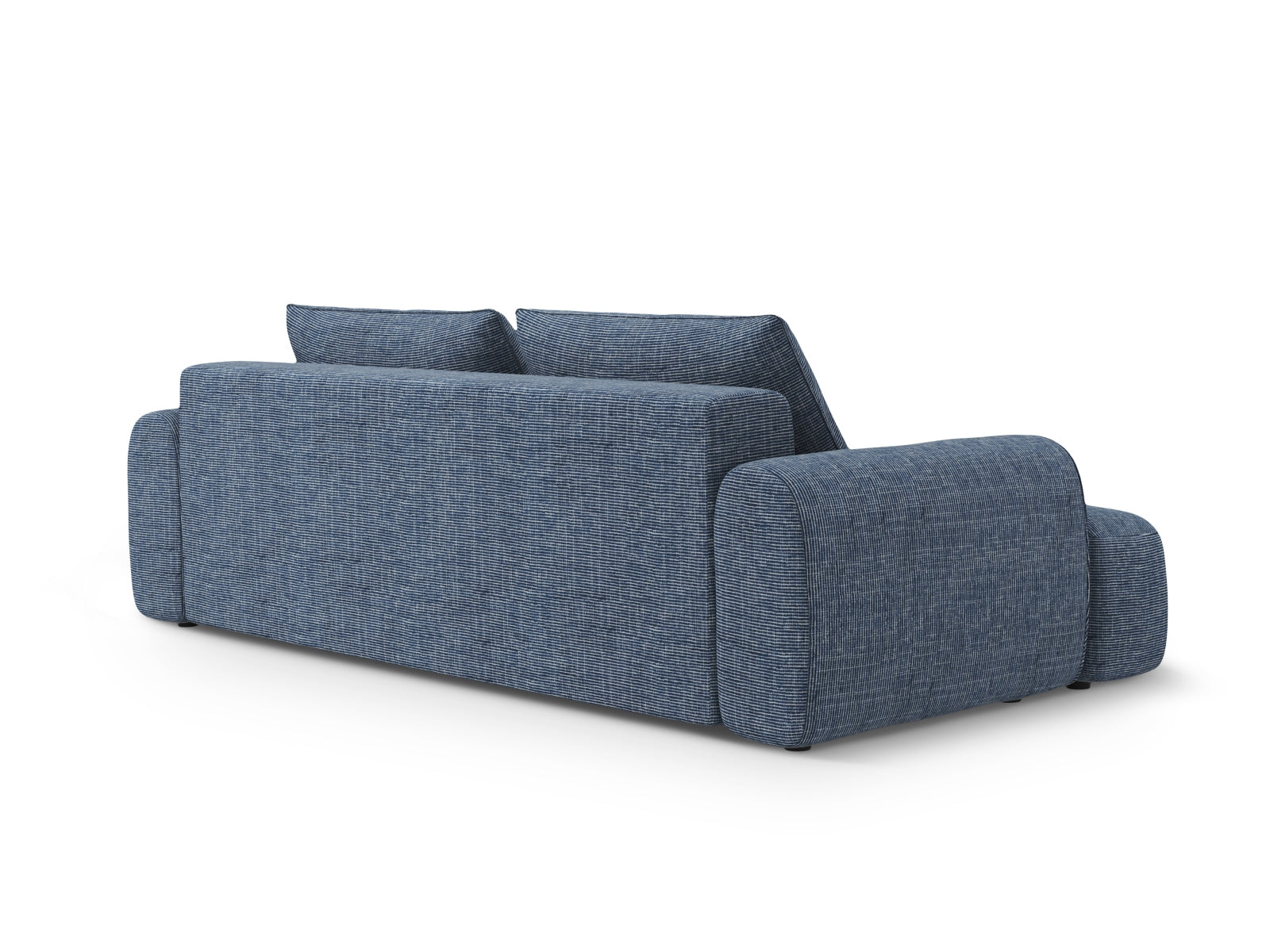 Stylisches 4-Sitzer Sofa Calma in Blue Melange-Baltimore, perfekt für Gäste, bietet Schlaffunktion und zusätzlichen Stauraum.