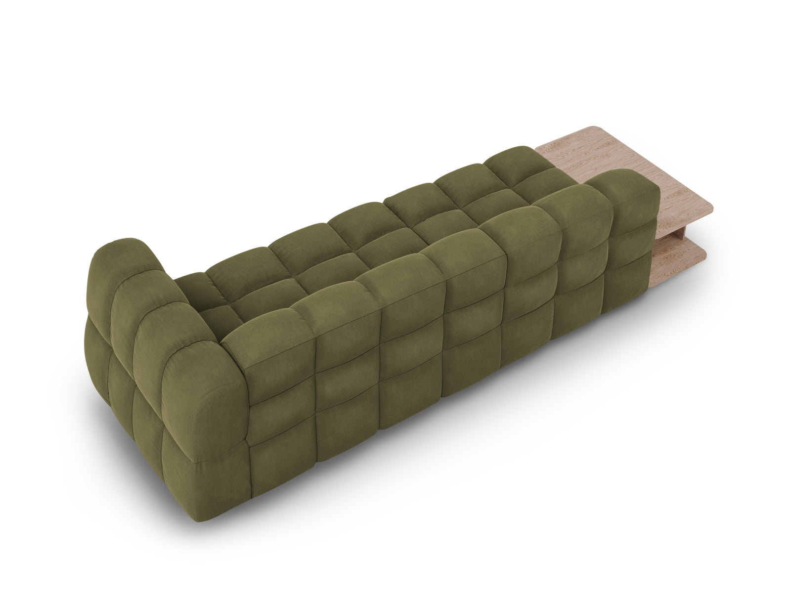 Elegantes modulares 4-Sitzer Sofa in zartem Grün, linksseitig, vereint modernes Design mit hohem Sitzkomfort für stilvolle Wohnzimmer.