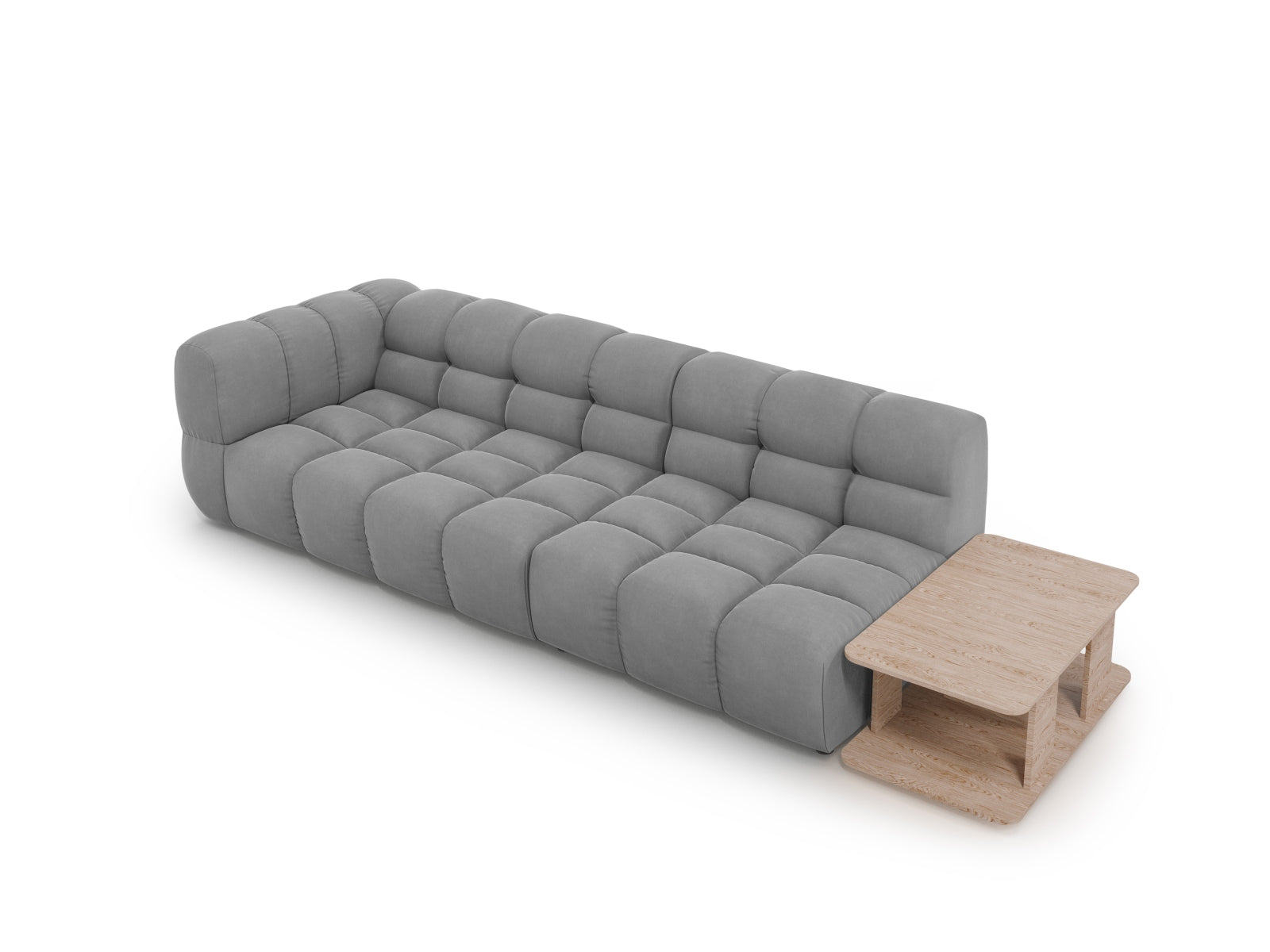 Modulares 4-Sitzer Sofa in hellem Velours, rechte Ausführung, perfekt für moderne Wohnkonzepte, von Cosmopolitan Design.