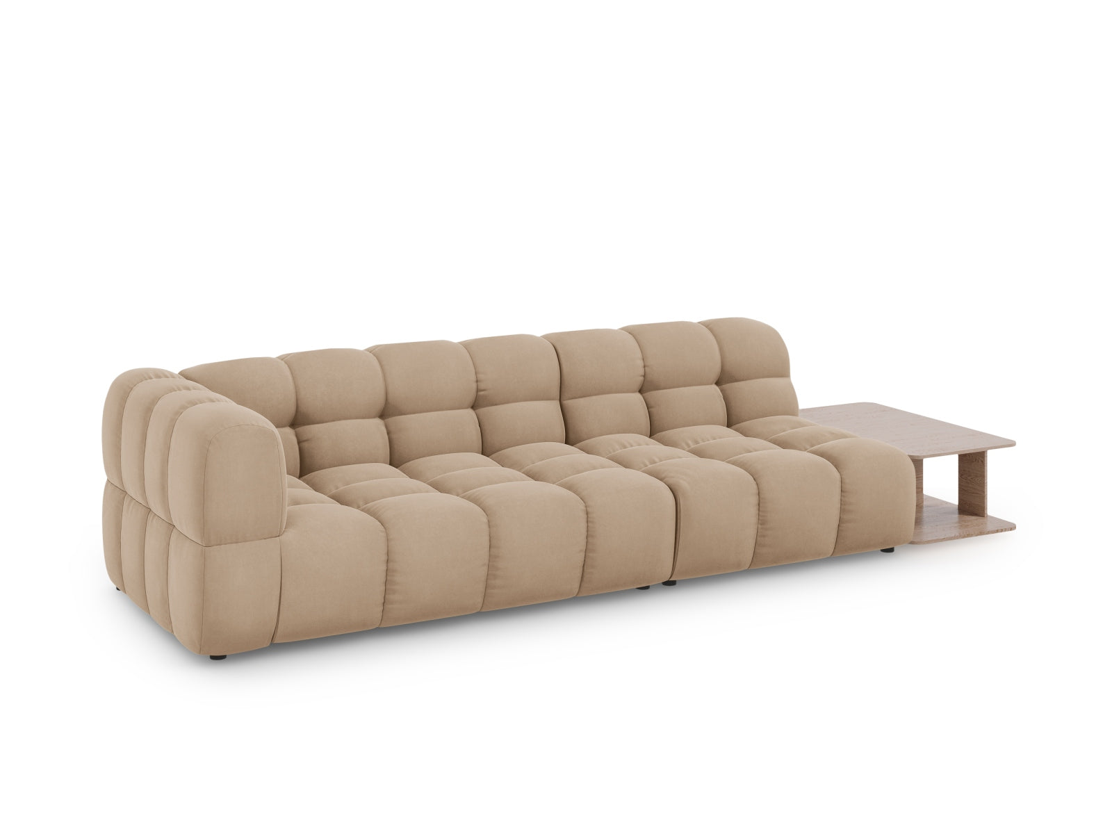 Elegantes Sky Velour Sofa in Sand-Casino, 4-Sitzer, modulare Bauweise, ideal für stilvolle Wohnräume, präsentiert von KAQTU Design AG.