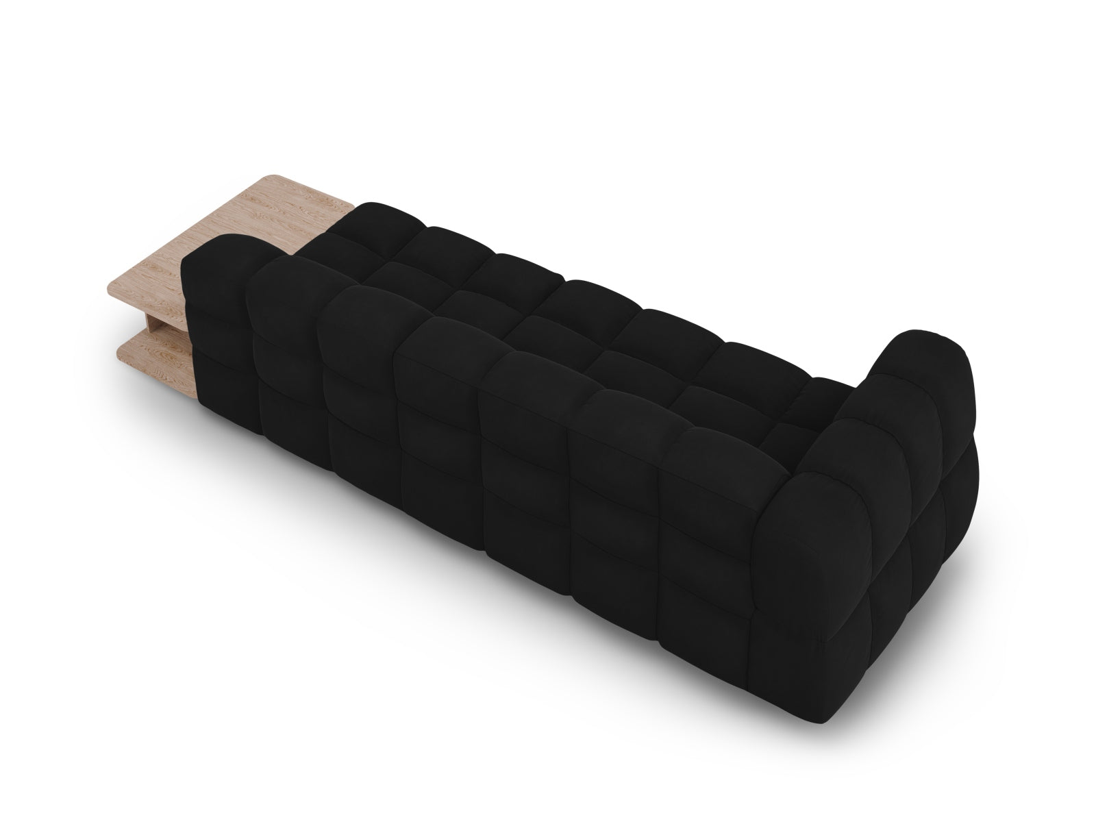 Elegantes 4-Sitzer Sofa in luxuriösem Sky Velour, rechte Variante, ideal für stilvolle Wohnräume, entworfen von Cosmopolitan Design.