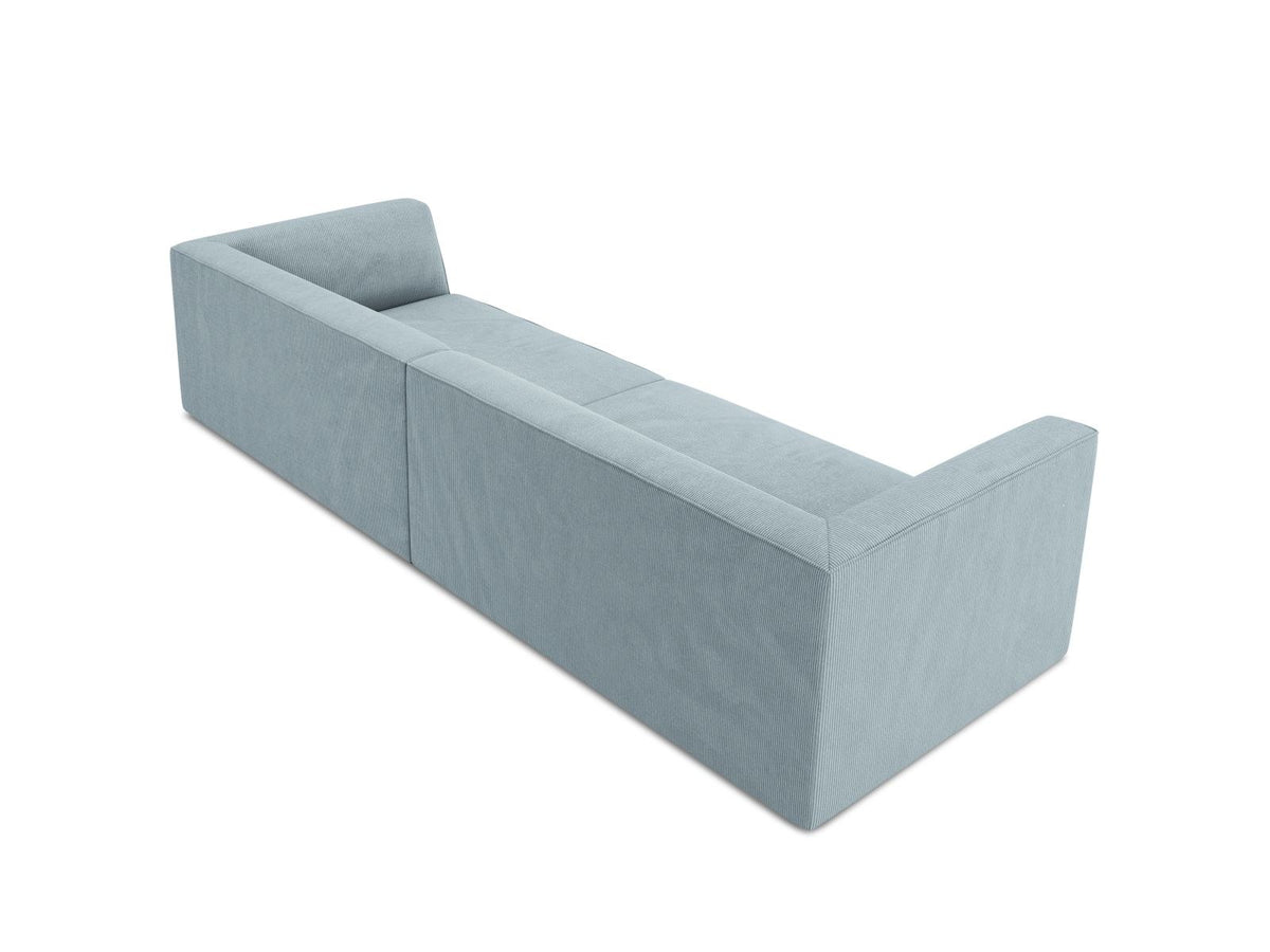 Beiges 4-Sitzer Sofa Siena mit strukturiertem Cordstoffbezug, Massivholzrahmen und schwarzen Kunststoffbeinen, moderne gerade Form.