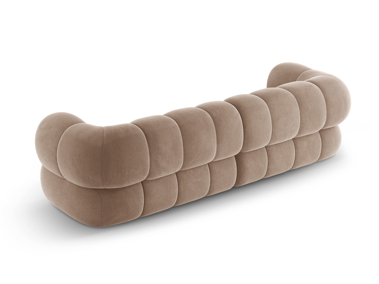 Elegantes 4-Sitzer Sofa aus Velours in edlem Dunkelbeige, ideal für stilvolle und einladende Wohnräume.