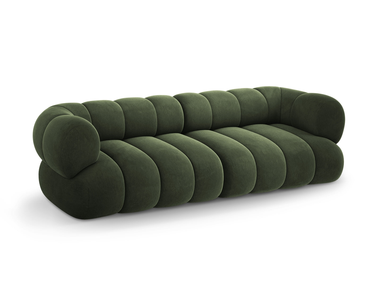 Stilvolles 4-Sitzer Velour Sofa in edlem Grün, 95 cm breit, perfekt für moderne Wohnkonzepte von Cosmopolitan Design.