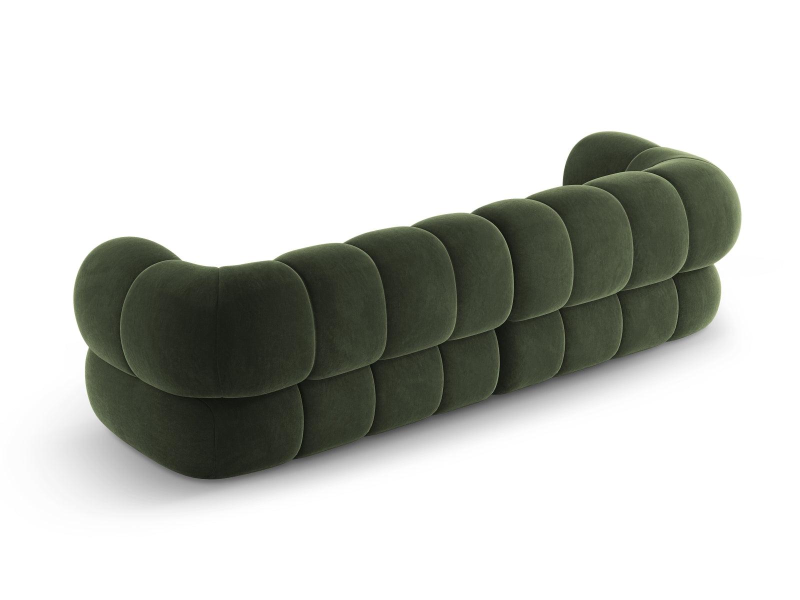 Elegantes 4-Sitzer Sofa aus Velours in luxuriösem Grün, 95 cm breit, ideal für stilvolle Wohnräume von Cosmopolitan Design.
