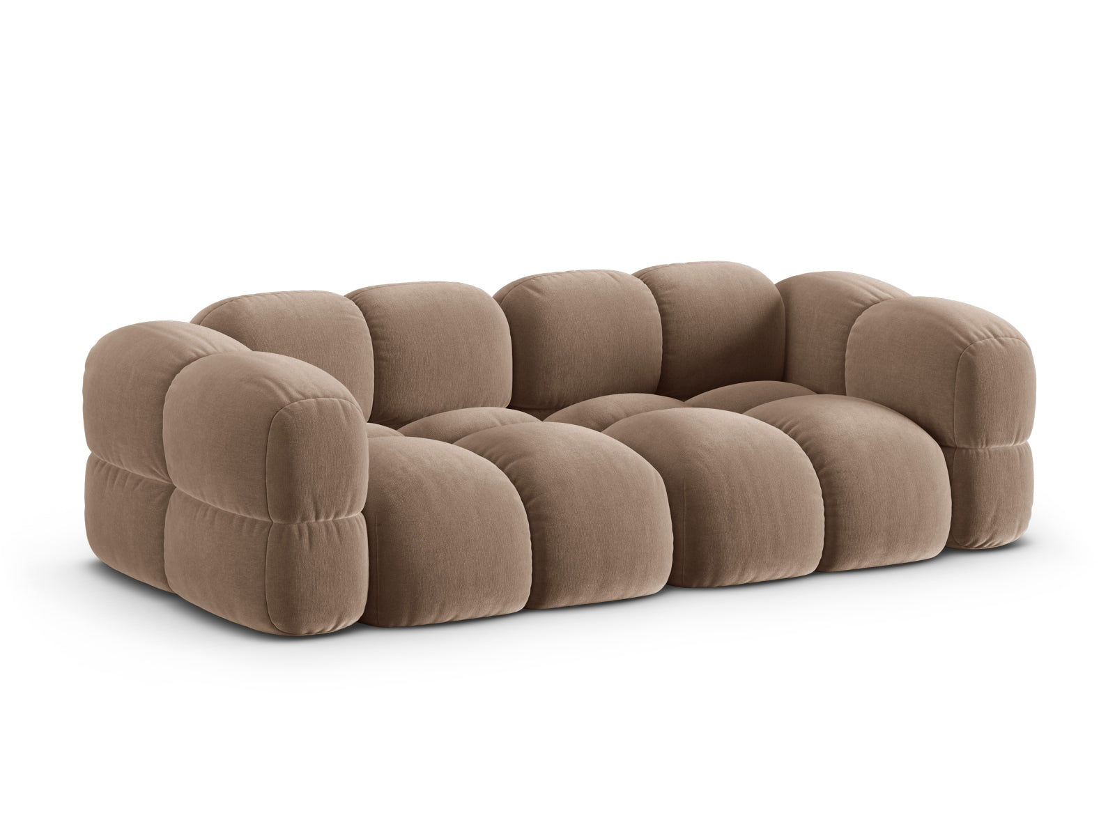 Stilvolles 4-Sitzer Velour Sofa in Dunkelbeige, perfekt für moderne Wohnkonzepte. Hochwertige Verarbeitung von Cosmopolitan Design.
