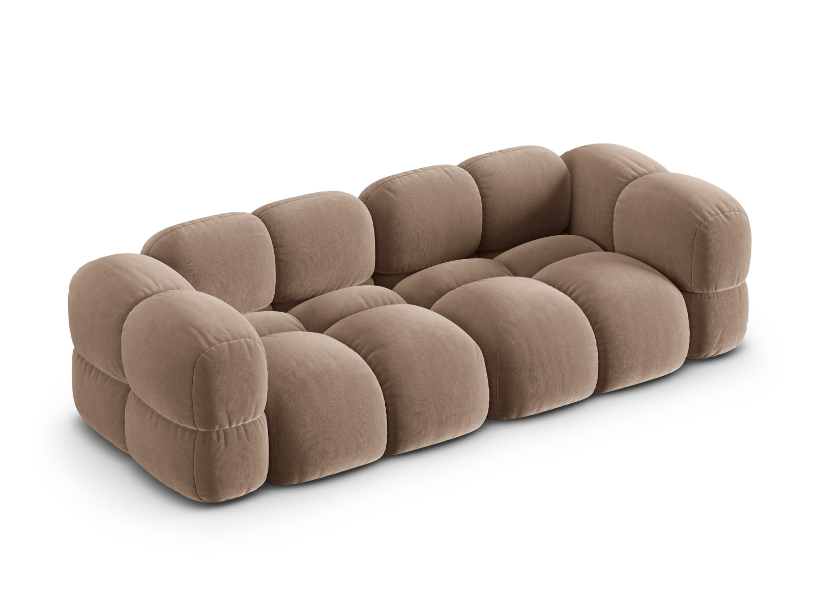 Elegantes 4-Sitzer Sofa aus Velours in sanftem Dunkelbeige, ideal für stilvolle Wohnräume. Hochwertige Qualität von Cosmopolitan Design.