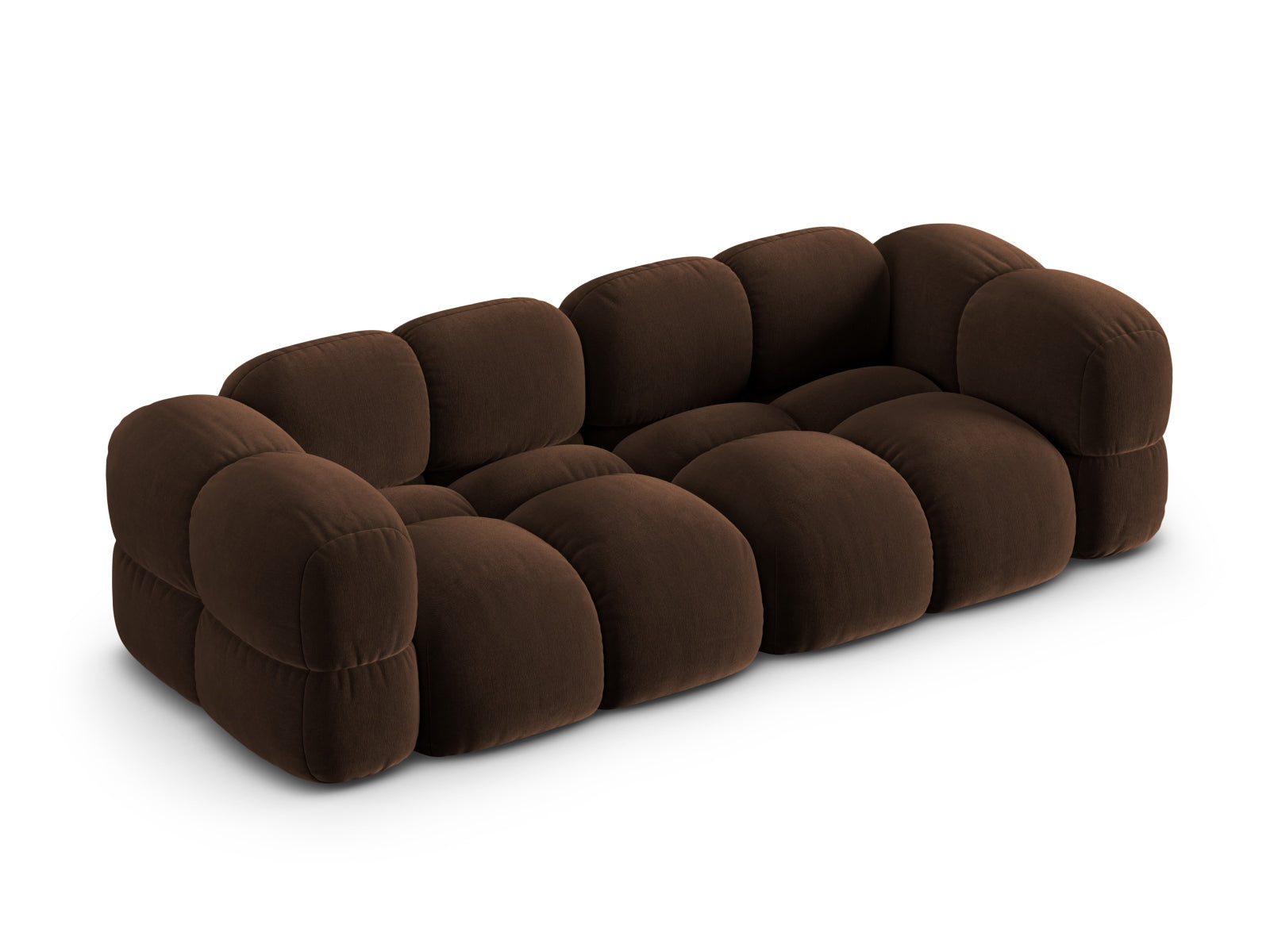 Elegantes 4-Sitzer Sofa Loretto aus weichem Velour in edlem Chocolate-Vogue, ideal für gemütliche Zusammenkünfte und modernes Wohndesign.