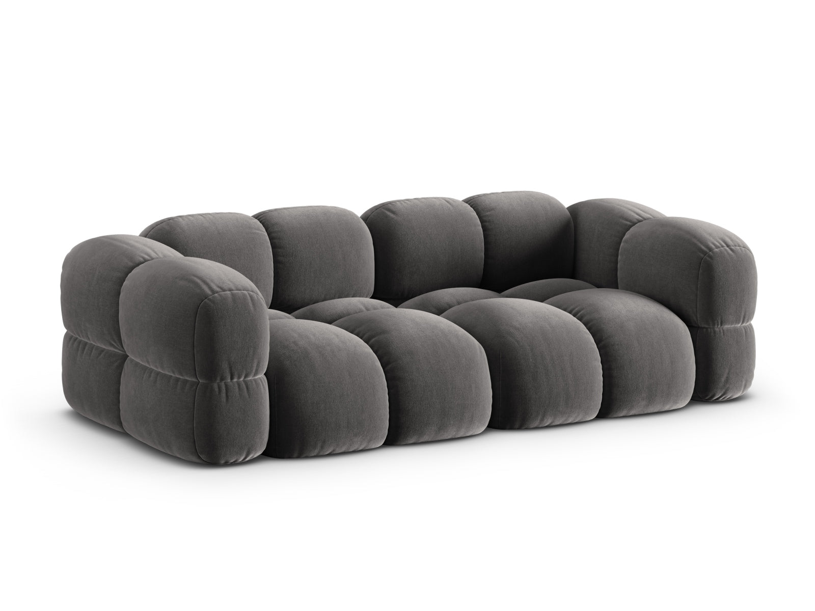 Stilvolles 4-Sitzer Velour Sofa Loretto in Grau, perfekt für moderne Wohnkonzepte und entspannte Stunden mit Freunden und Familie.
