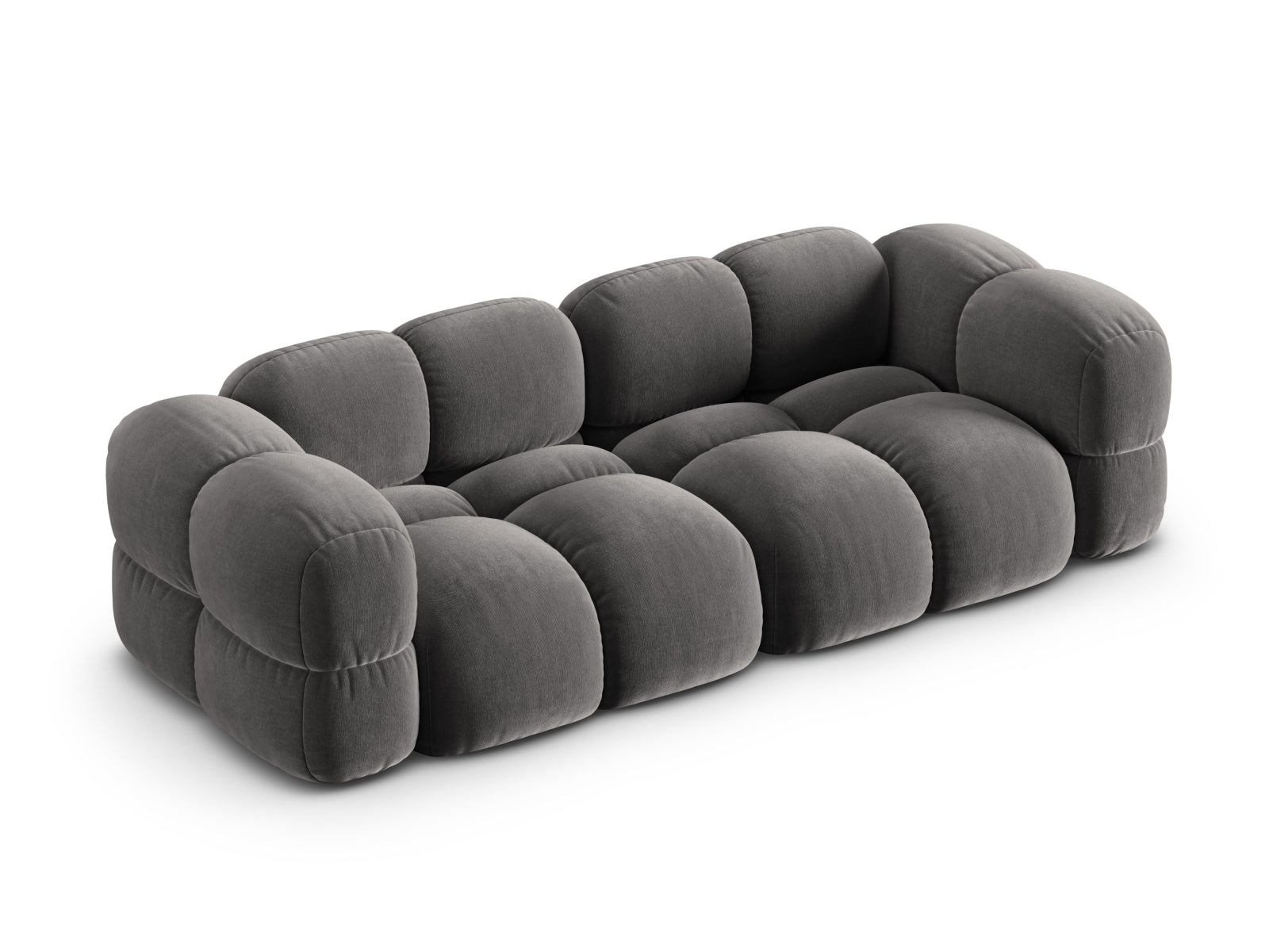 Elegantes 4-Sitzer Sofa Loretto aus Velours in Grau, ideal für gemütliche Abende und stilvolle Einrichtung in jedem Wohnraum.
