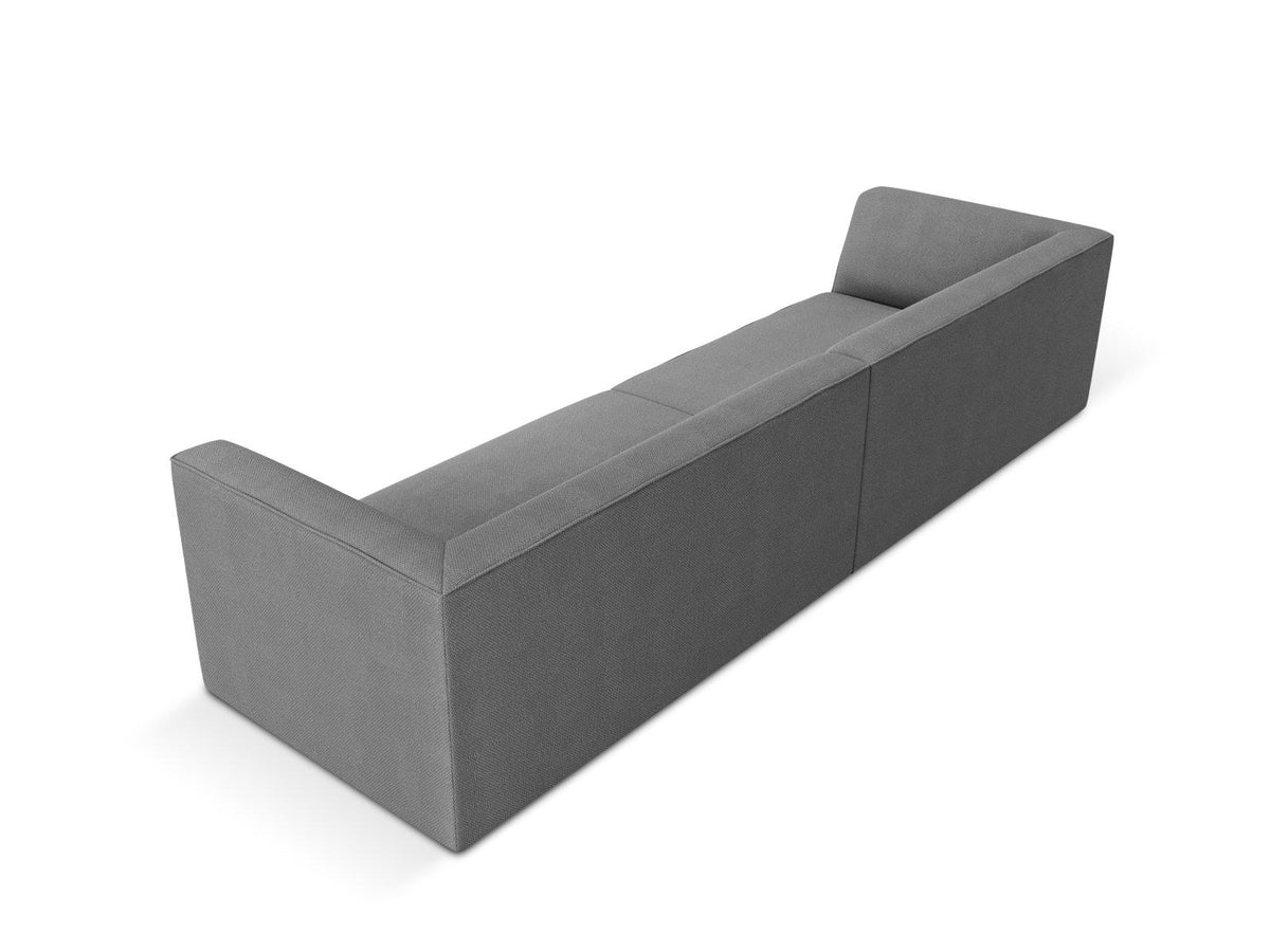 Beiges 4-Sitzer Sofa Siena mit strukturiertem Cordstoffbezug, Massivholzrahmen und schwarzen Kunststoffbeinen, moderne gerade Form.