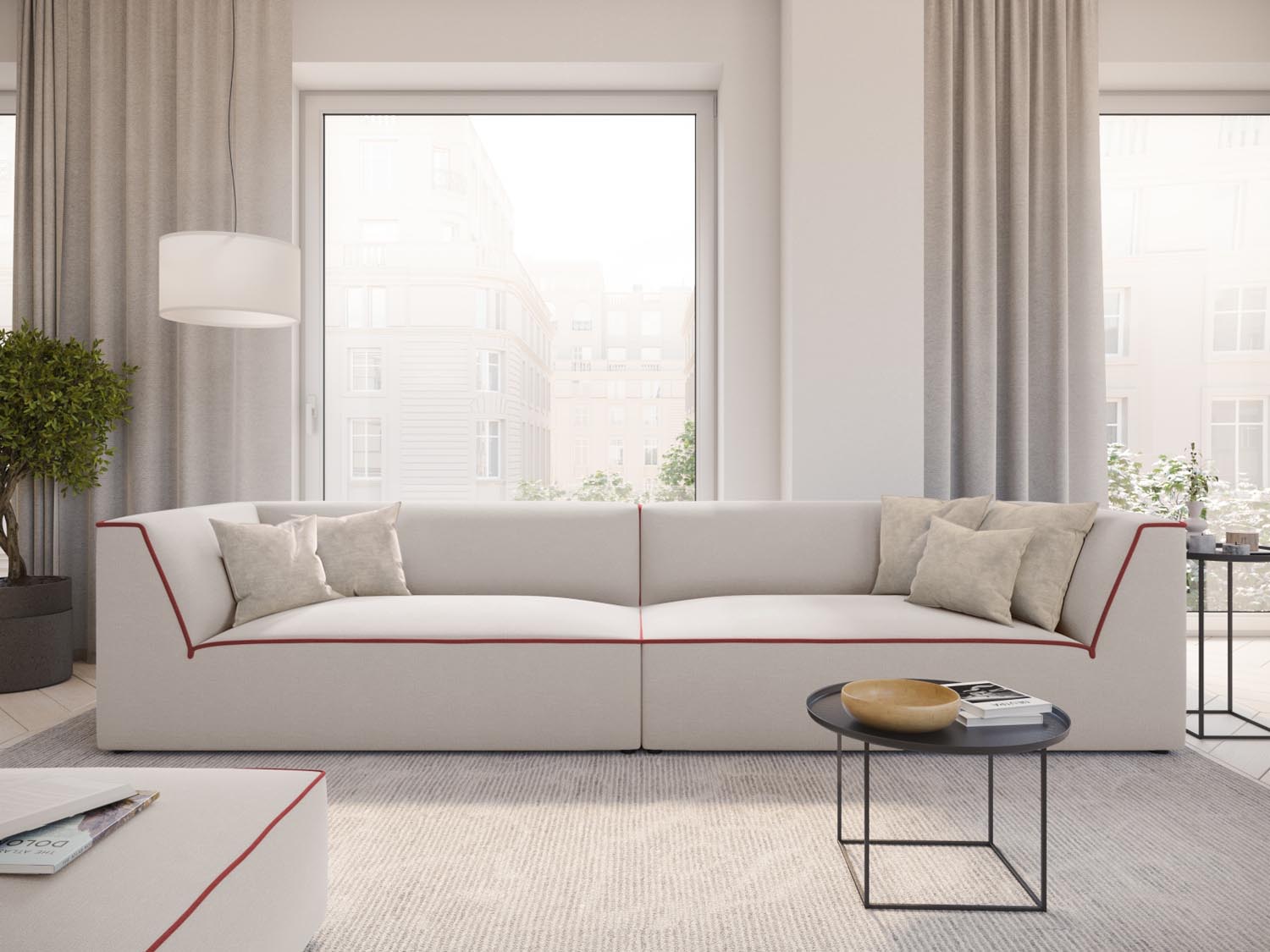 Erleben Sie das Oslo 4-Sitzer Sofa von Cosmopolitan Design – elegantes Velours, optimaler Sitzkomfort und zeitgemässes Design für Ihr Wohnzimmer.