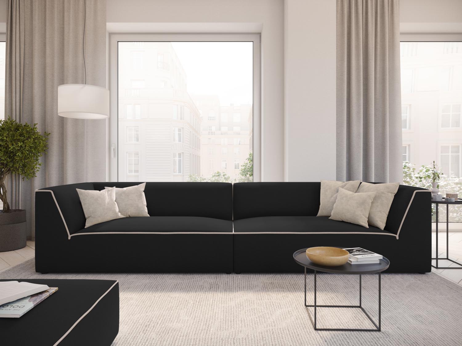 Erleben Sie das Oslo 4-Sitzer Sofa von Cosmopolitan Design – elegantes Velours, optimaler Sitzkomfort und zeitgemässes Design für Ihr Wohnambiente.