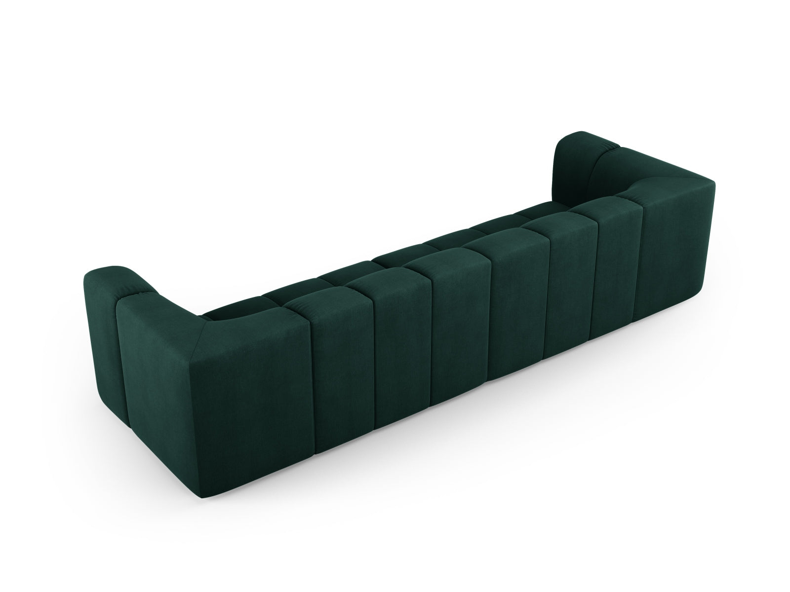 Modulares 4-Sitzer Sofa Moritz in stilvollem Flaschengrün, perfekt für zeitgemäße Einrichtungen und gemütliche Wohnzimmer.