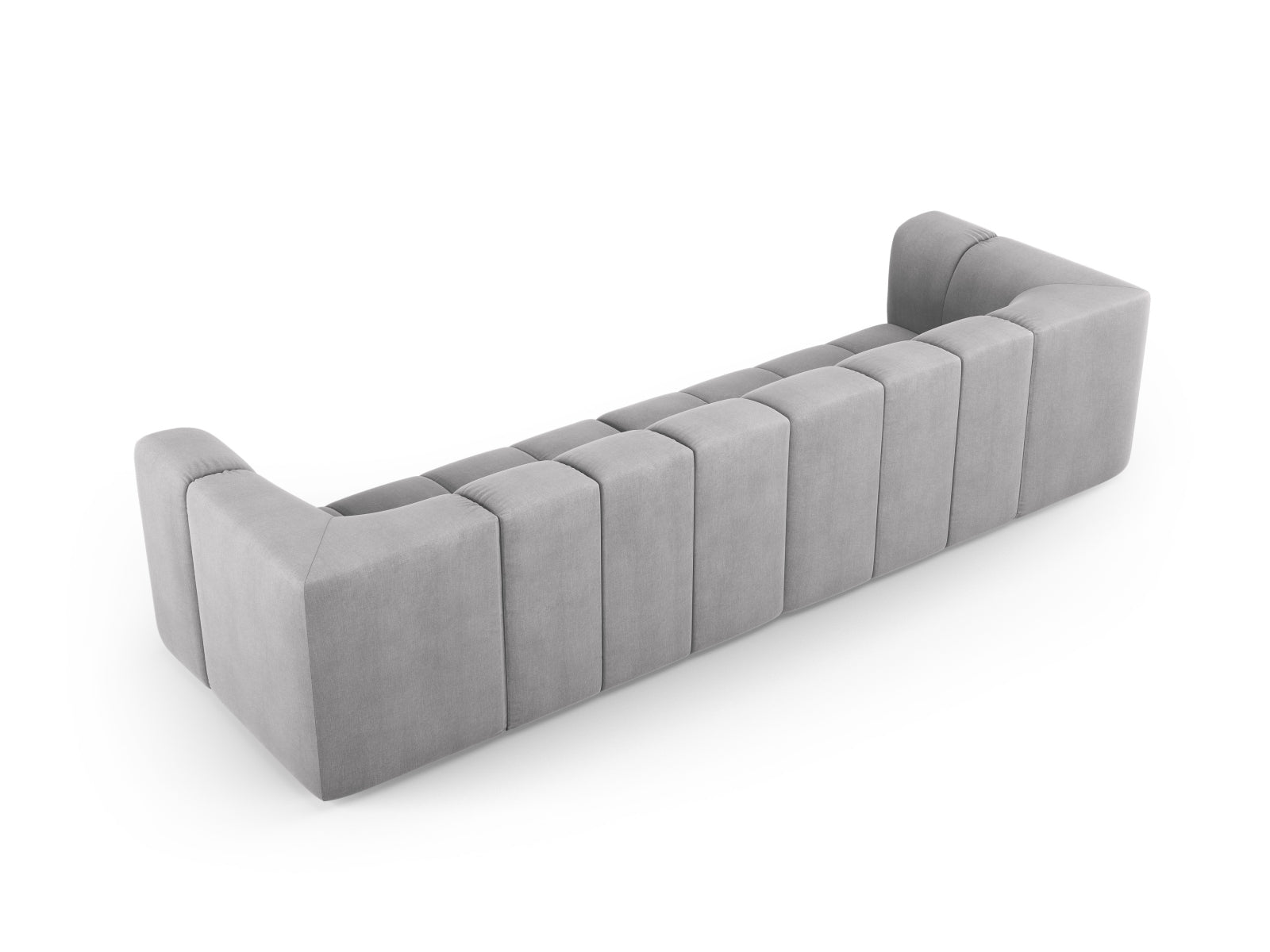 Modulares 4-Sitzer Sofa Moritz in stilvollem Hellgrau, perfekt für zeitgemäße Einrichtungen und vielseitige Raumgestaltungen.