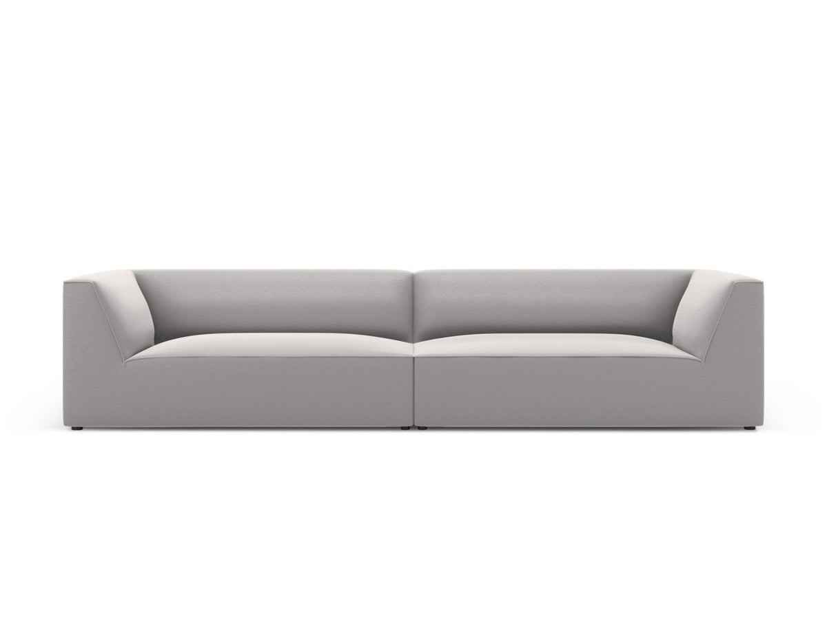Modulsofa Siena in Light Beige-Pacifico Kunstleder, 4-Sitzer mit schwarzen Kunststoffbeinen, Masse 302x93x69 cm.