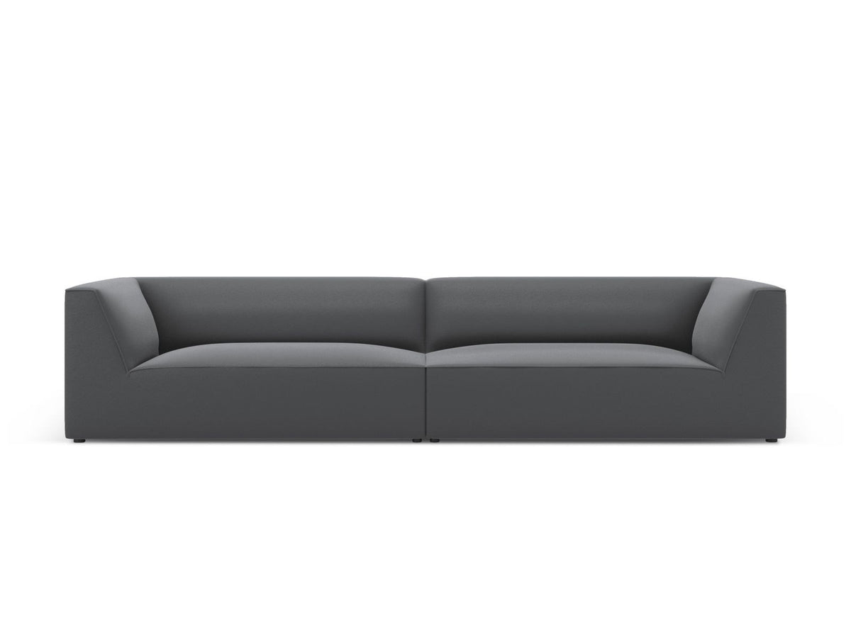 Modulsofa Siena in Light Beige-Pacifico Kunstleder, 4-Sitzer mit schwarzen Kunststoffbeinen, Masse 302x93x69 cm.