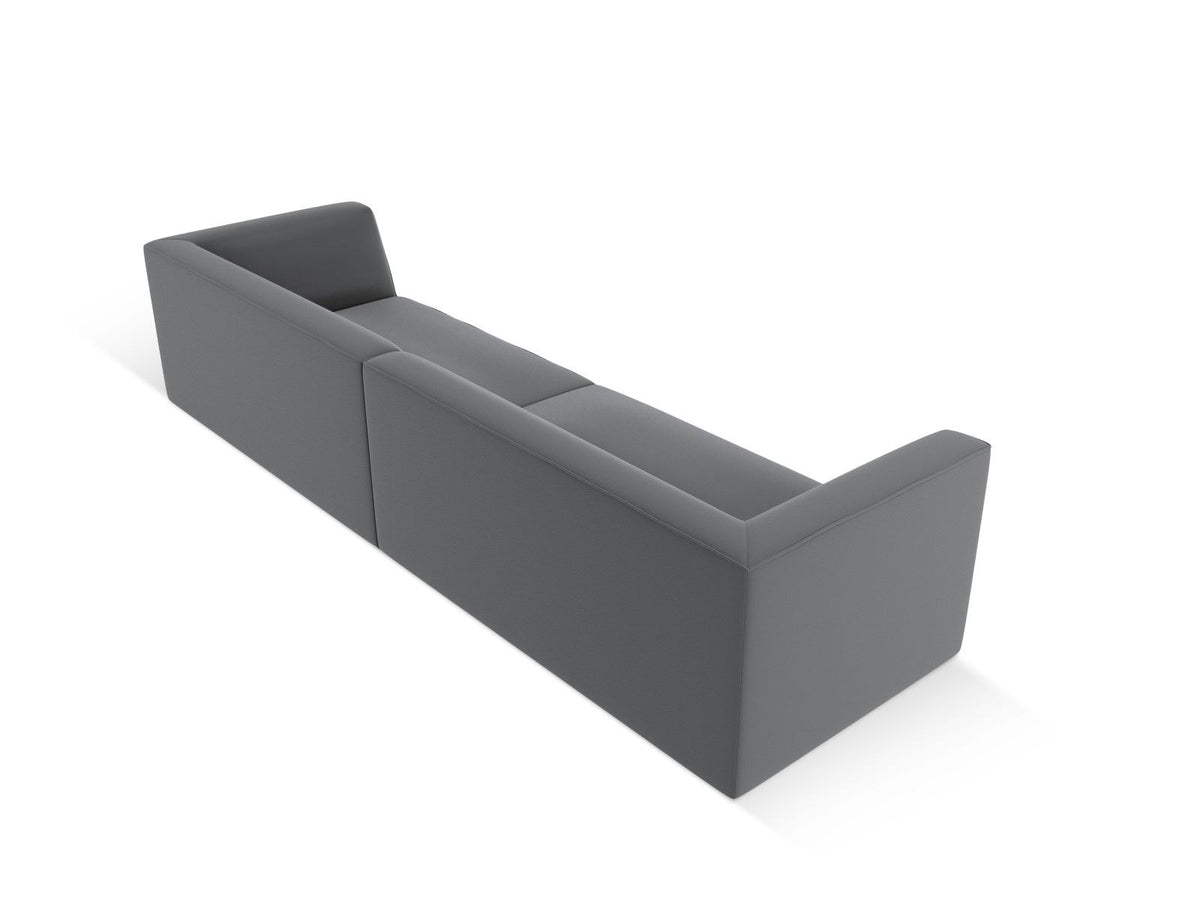 Modulsofa Siena in Light Beige-Pacifico Kunstleder, 4-Sitzer mit schwarzen Kunststoffbeinen, Masse 302x93x69 cm.