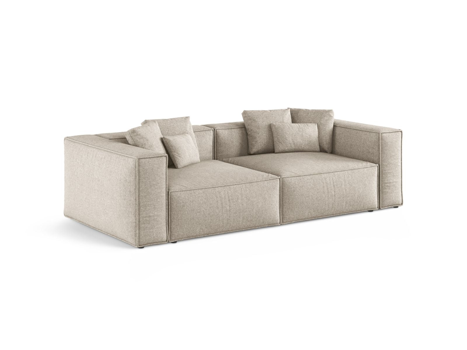 Elegantes 4-Sitzer Sofa Aveiro in stilvollem Dunkelbeige, ideal für moderne Wohnräume, erhältlich bei KAQTU Design AG.
