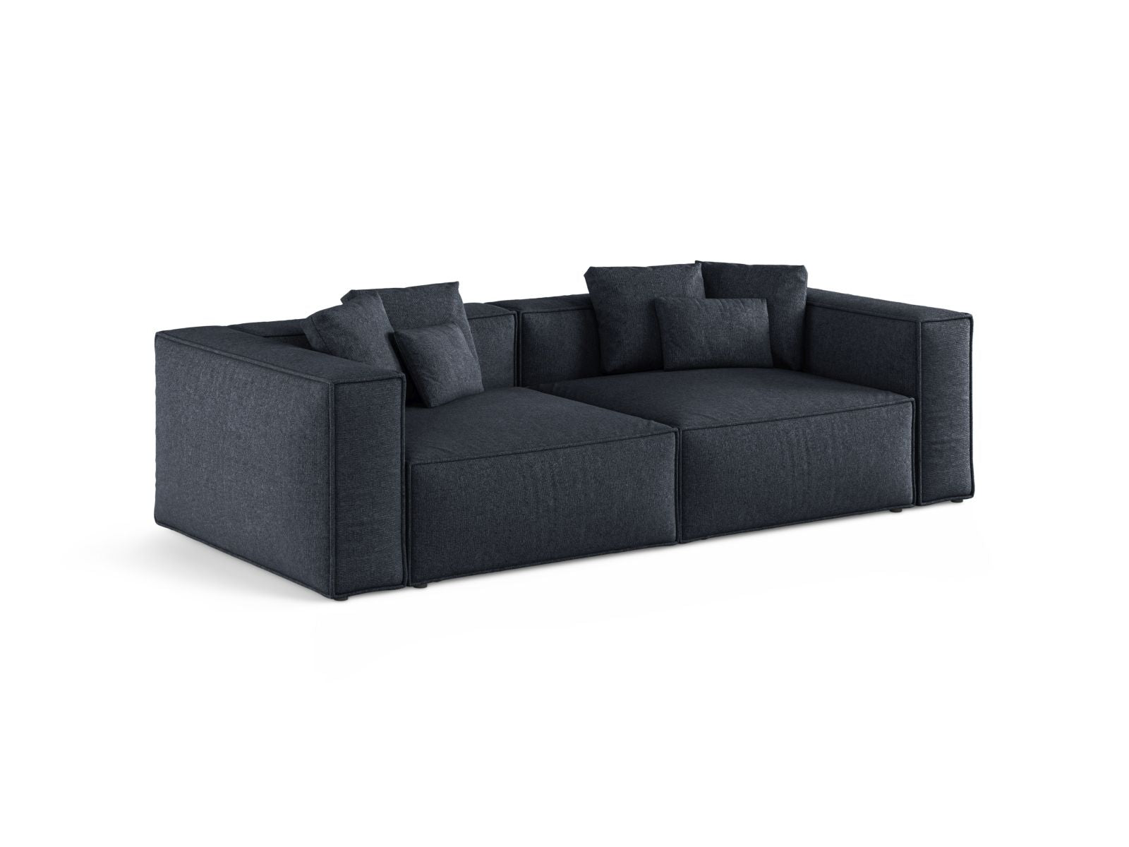 Elegantes 4-Sitzer Sofa Aveiro in tiefem Navy Blue, ideal für stilvolle Wohnräume, erhältlich bei KAQTU Design AG.