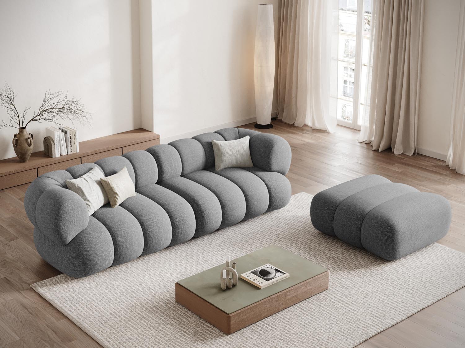 Elegantes Koge Sofa in Navy Blue-Eden, 4-Sitzer mit modernem Design, ideal für stilvolle Wohnräume und gemütliche Abende.