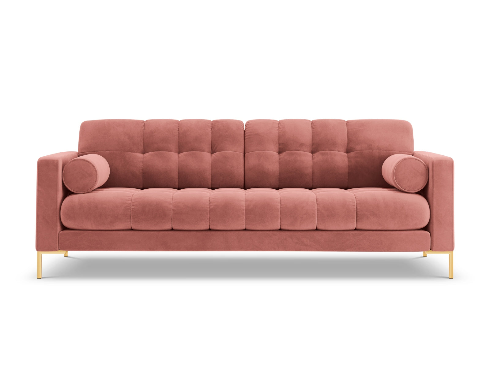 Stylisches 4-Sitzer Sofa Bali in auffälligem Pink-Bluvel, perfekt für moderne Wohnzimmer und entspannte Stunden mit Freunden.