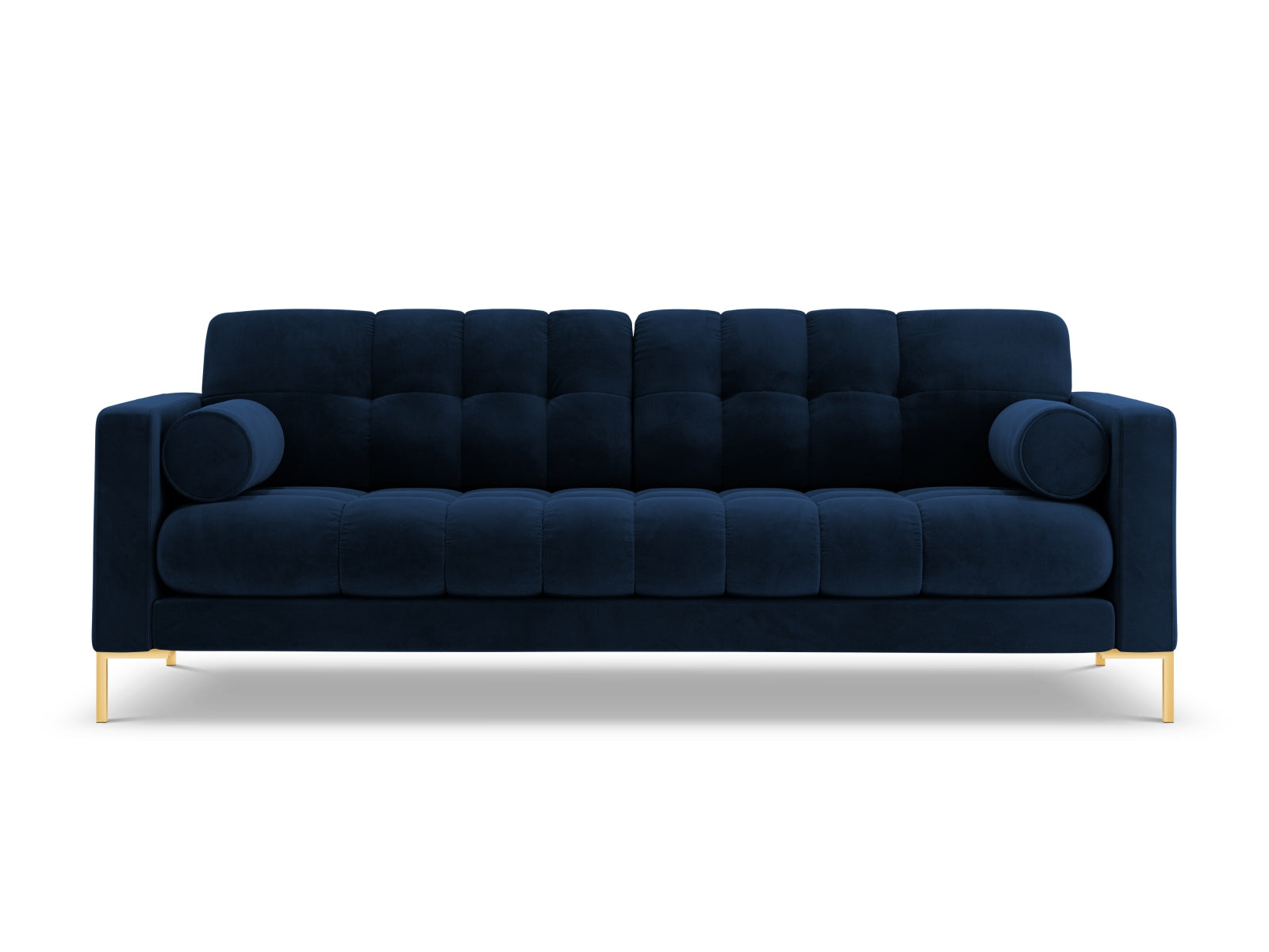 Stilvolles 4-Sitzer Sofa Bali in Royal Blue-Bluvel, perfekt für entspannte Stunden und ein zeitgemäßes Ambiente.