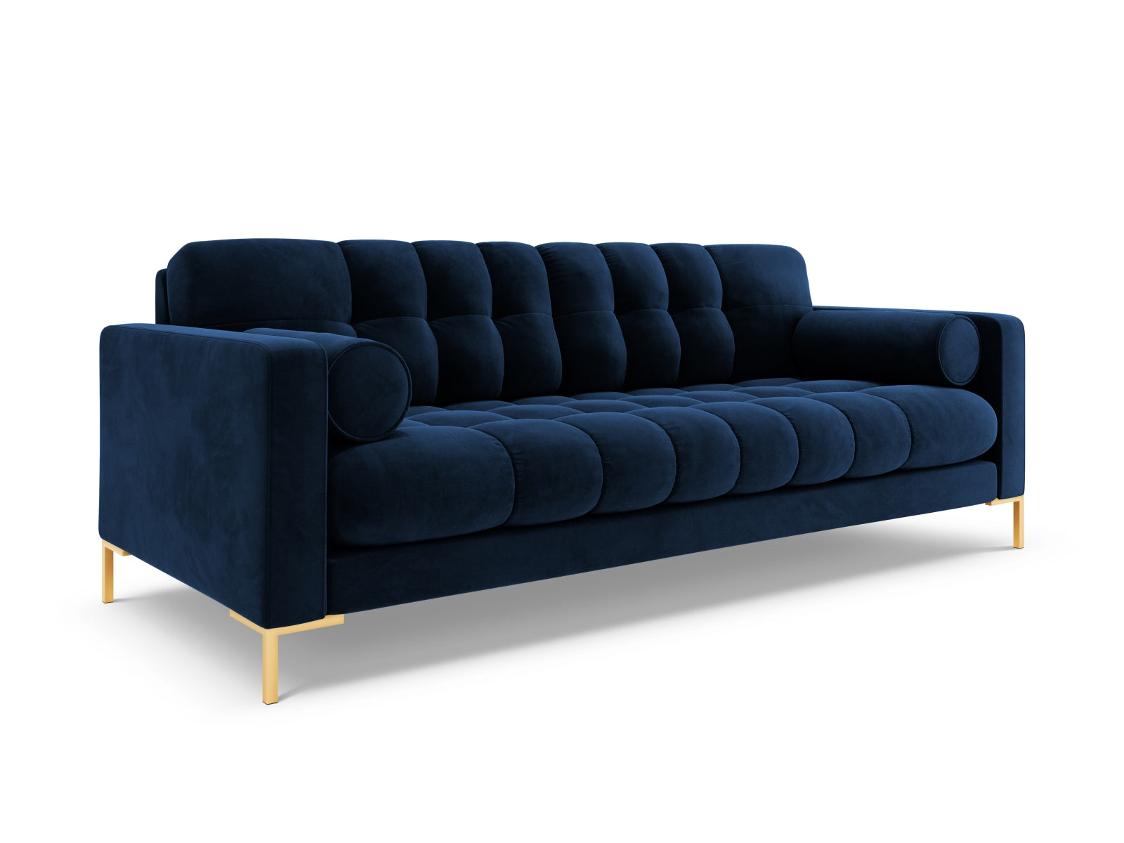 Elegantes 4-Sitzer Sofa Bali in Royal Blue-Bluvel, ideal für modernes Wohnen und gesellige Abende mit Freunden und Familie.
