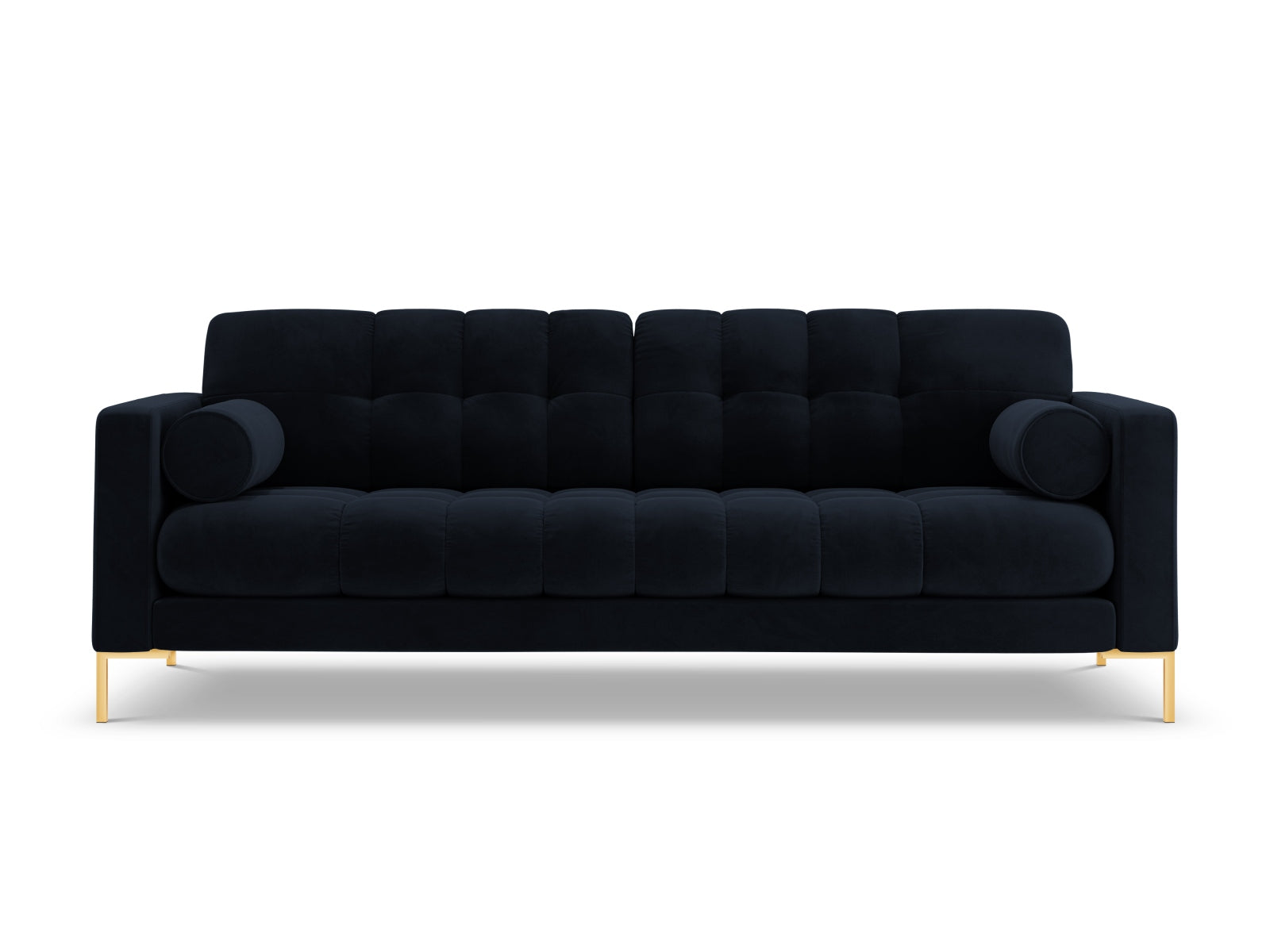 Stilvolles 4-Sitzer Sofa Bali in tiefem Blau, gefertigt aus luxuriösem Bluvel-Stoff, perfekt für zeitgemäße Wohnräume und entspannte Stunden.