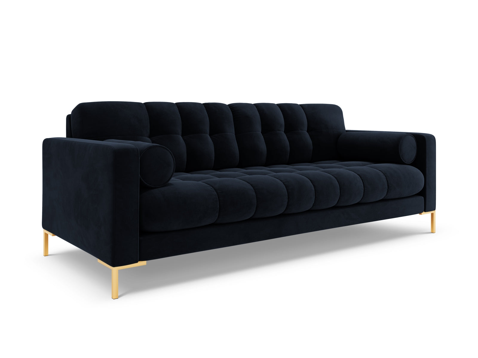 Elegantes 4-Sitzer Sofa Bali in edlem Blau, aus hochwertigem Bluvel-Stoff, ideal für moderne Wohnkonzepte und gemütliche Abende.